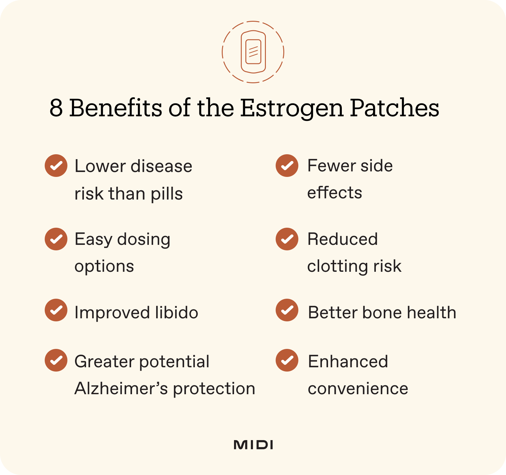 a list of the 8 ways estrogen patches can help with menopause