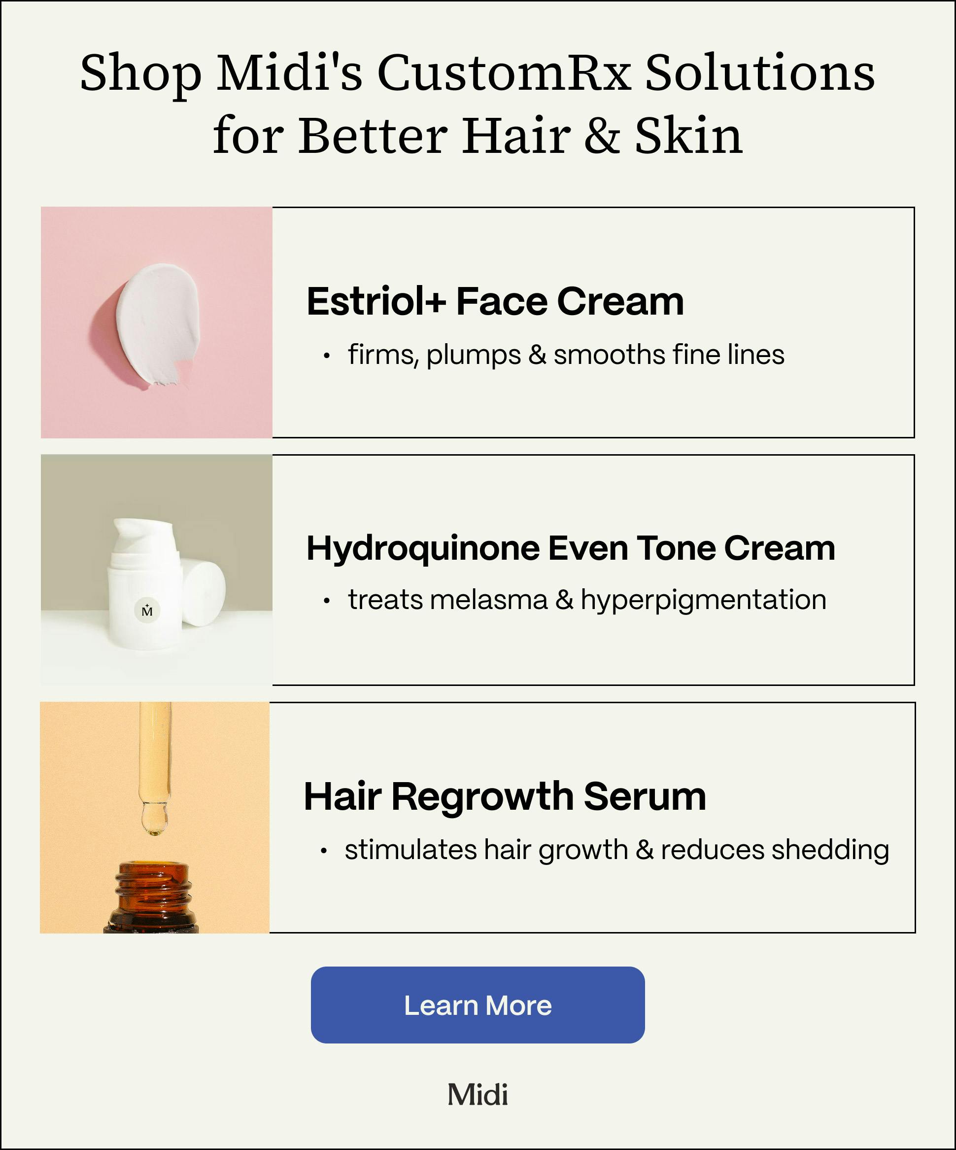 List of Midi CustomRx hair & skin