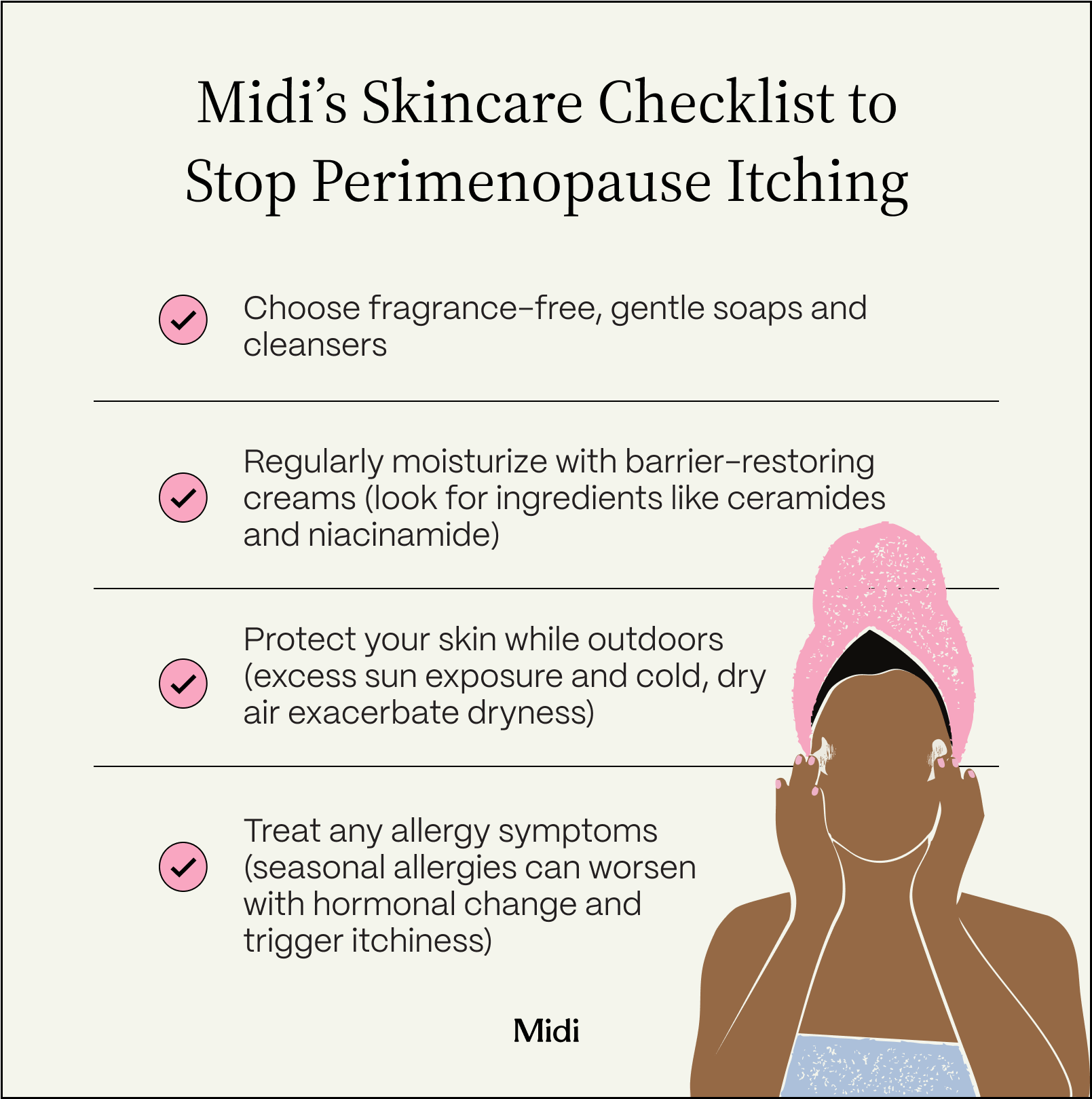 infographic of top skincare tips to stop itching