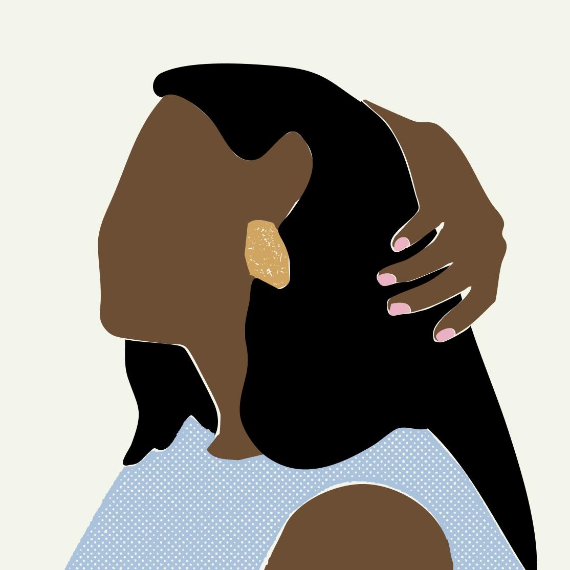 illustration of a woman touching her hair