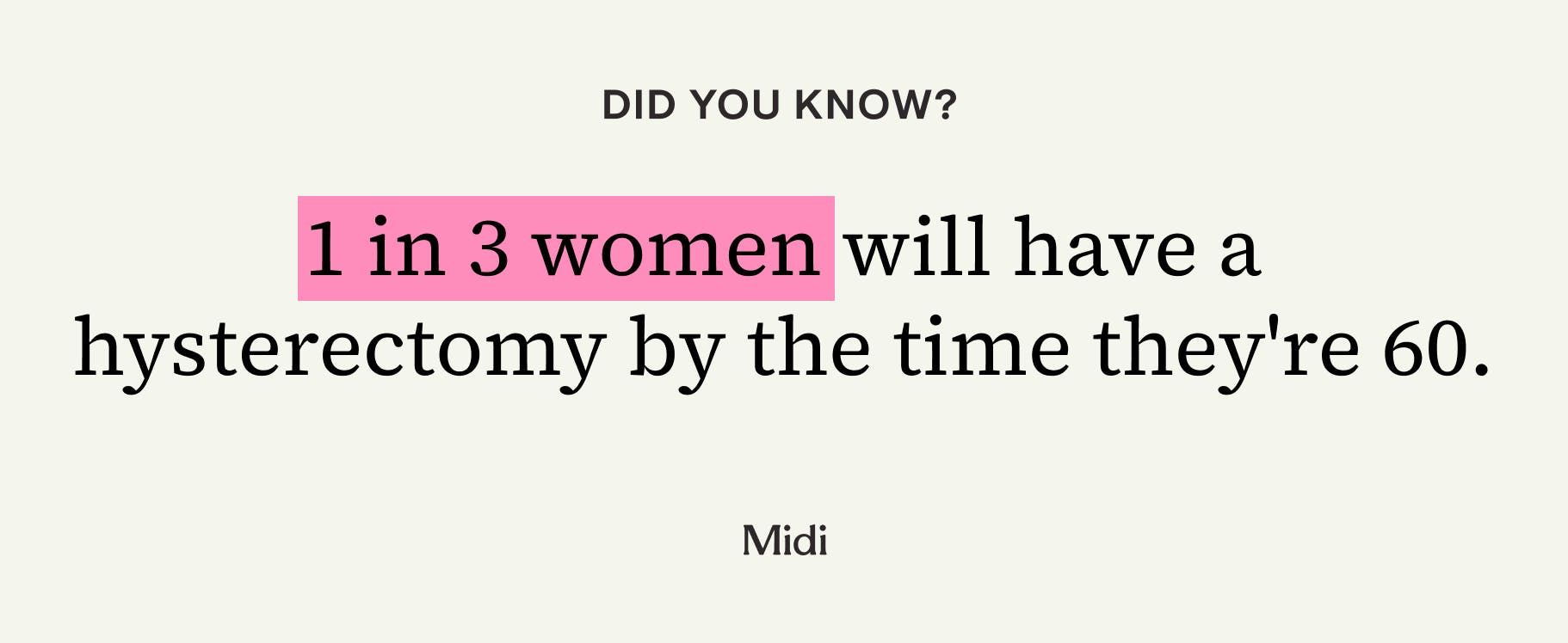 1 in 3 women will have a hysterectomy by 60