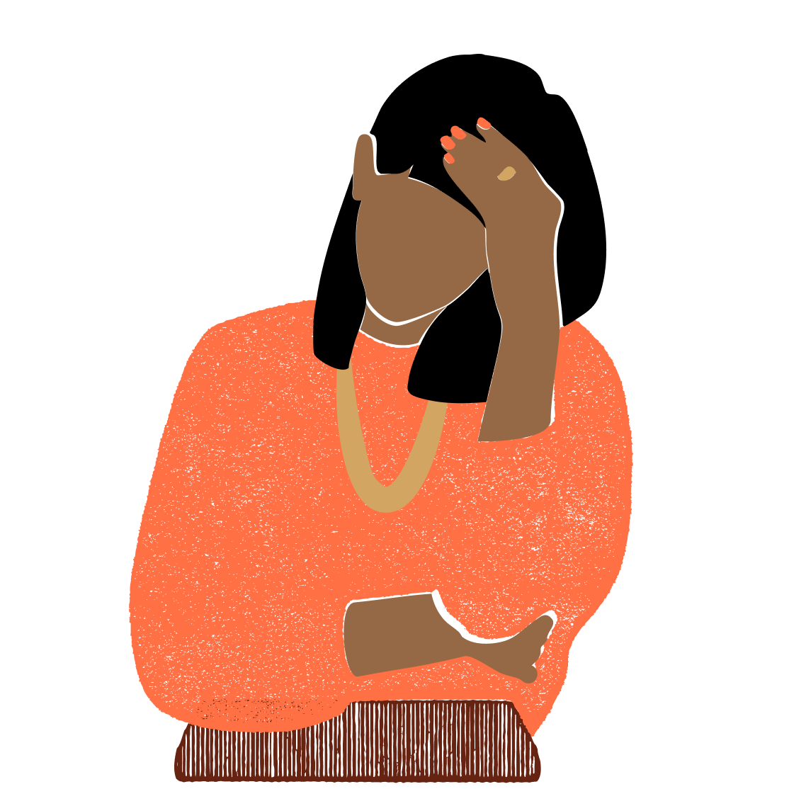 image of woman holding head, illustrating anxiety and heavy thoughts