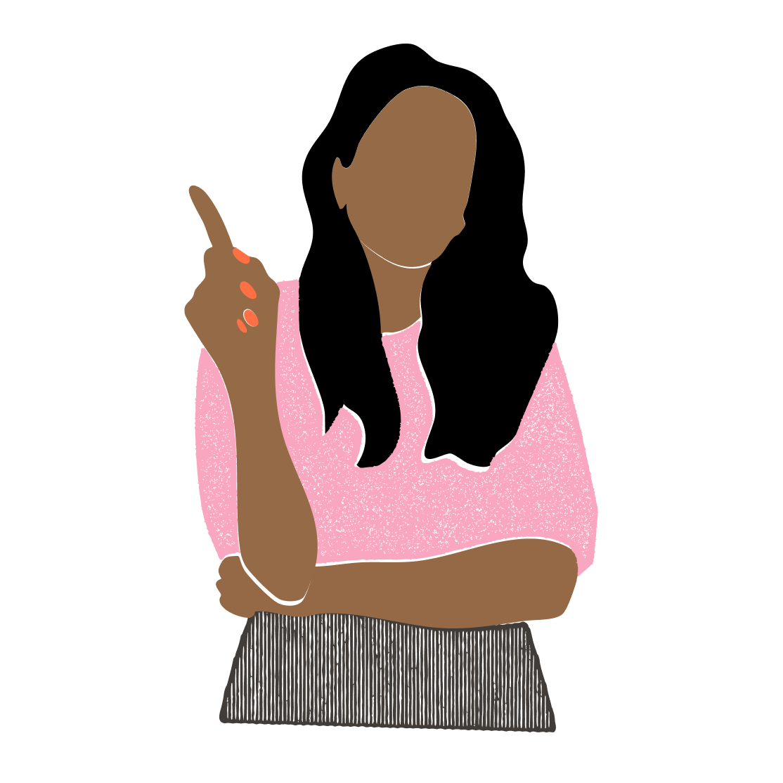 illustration of woman holding up a finger, like she's making a point