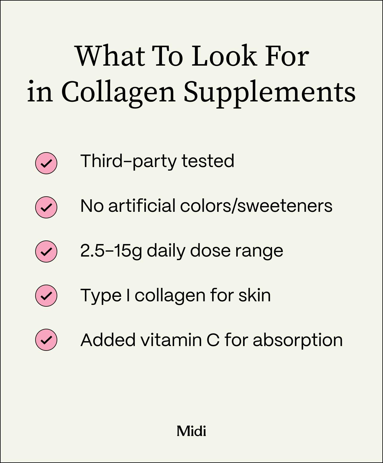 a list of what to look for in collage supplements