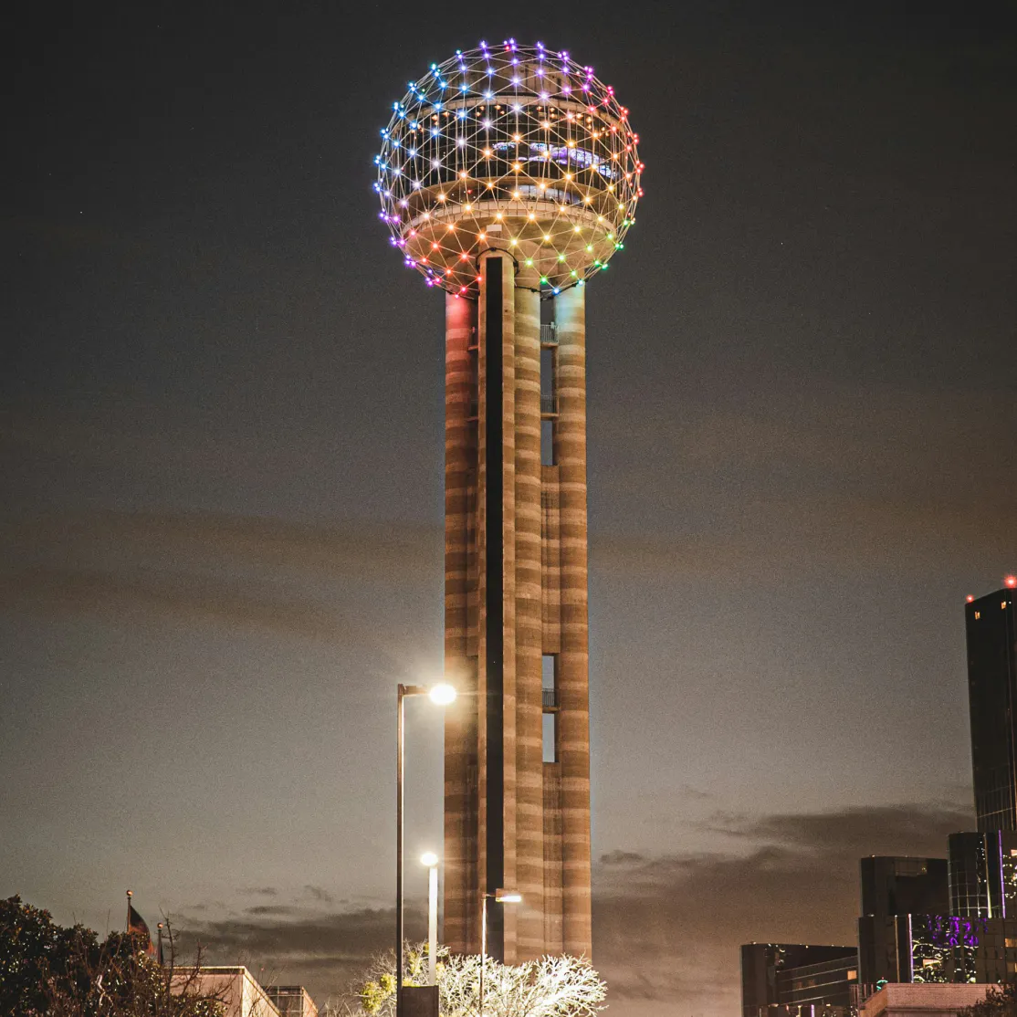 The Reunion Tower in downtown Dallas, Texas.
