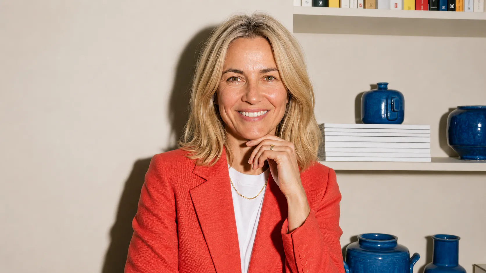 Woman in Orange Blazer