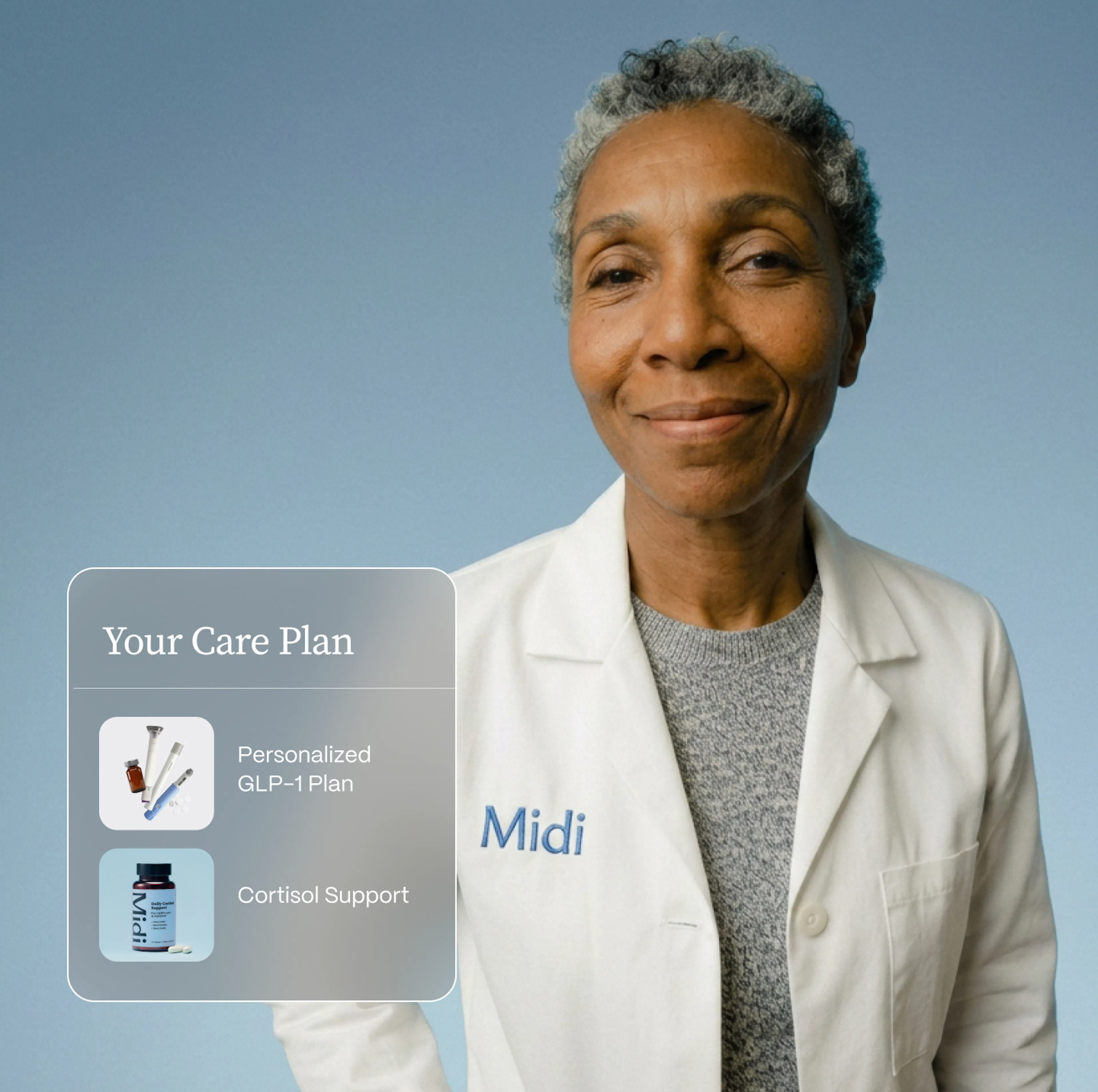 Clinician with labcoat and care plan