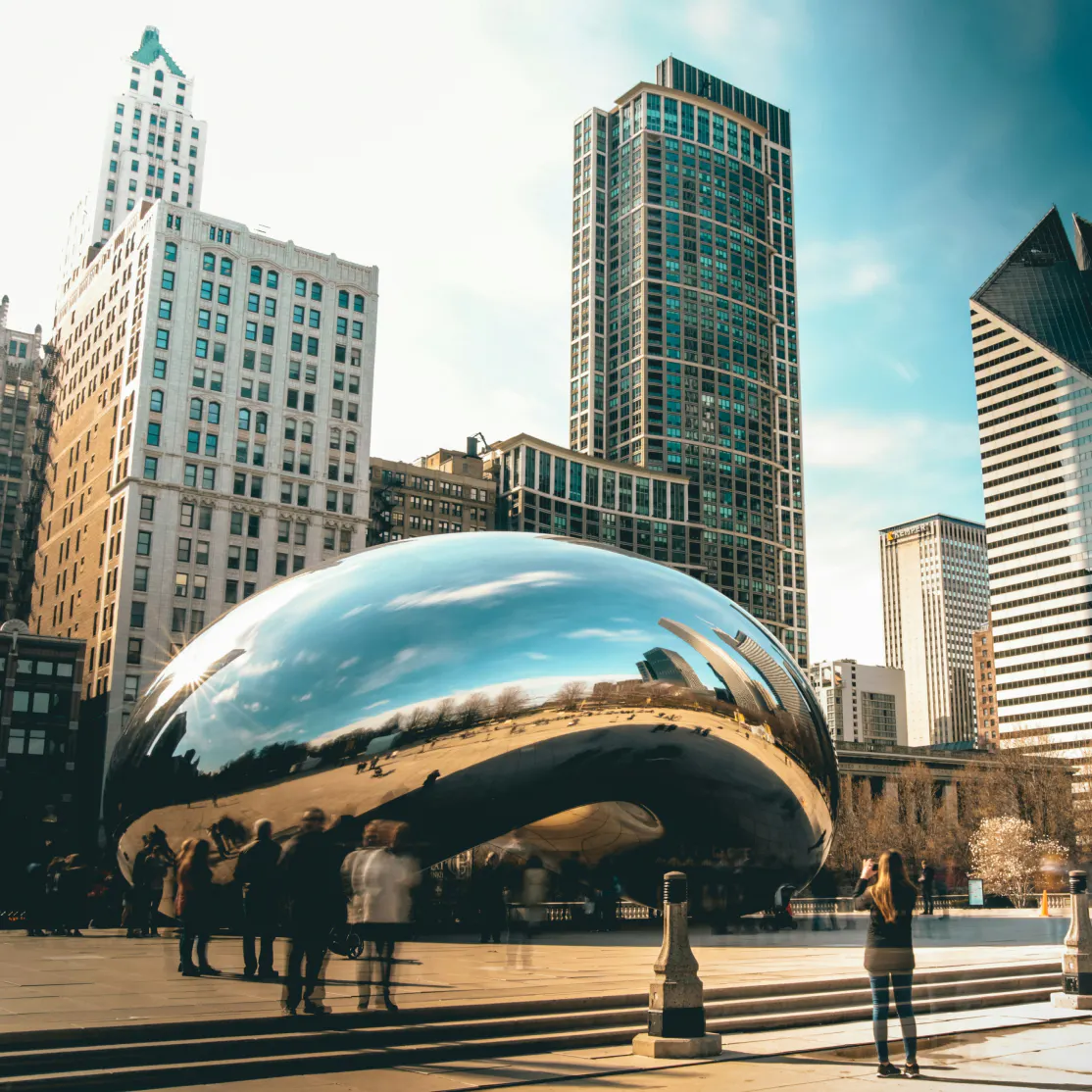 Downtown Chicago buildings and the Bean