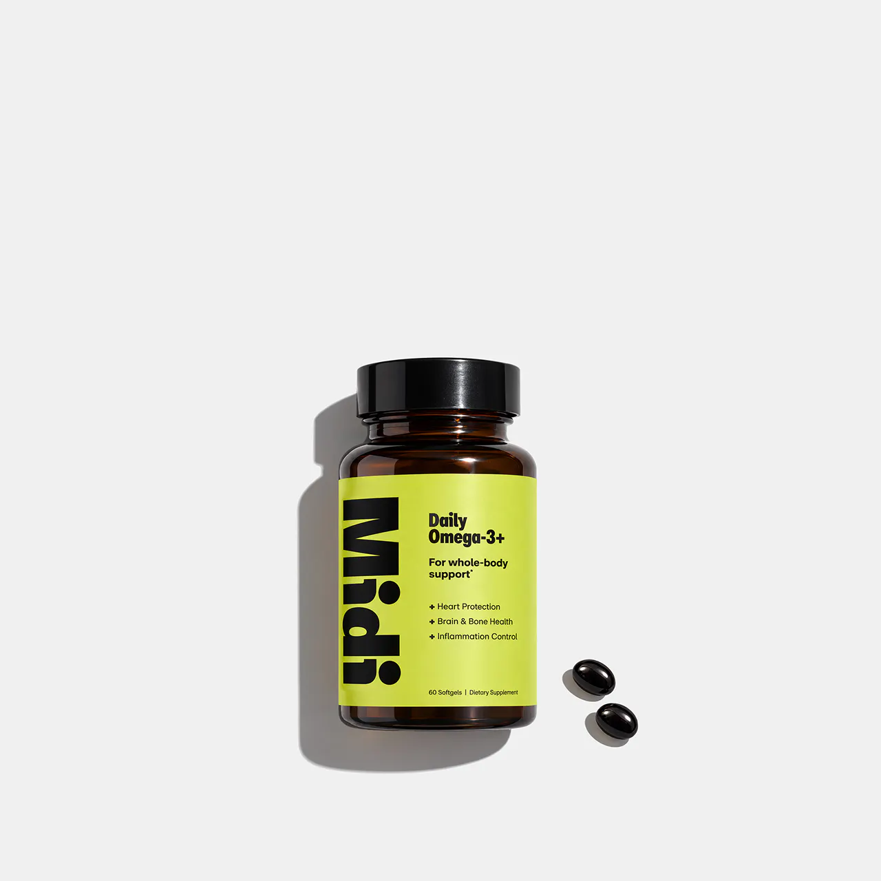 bottle of daily omega 3+ pills