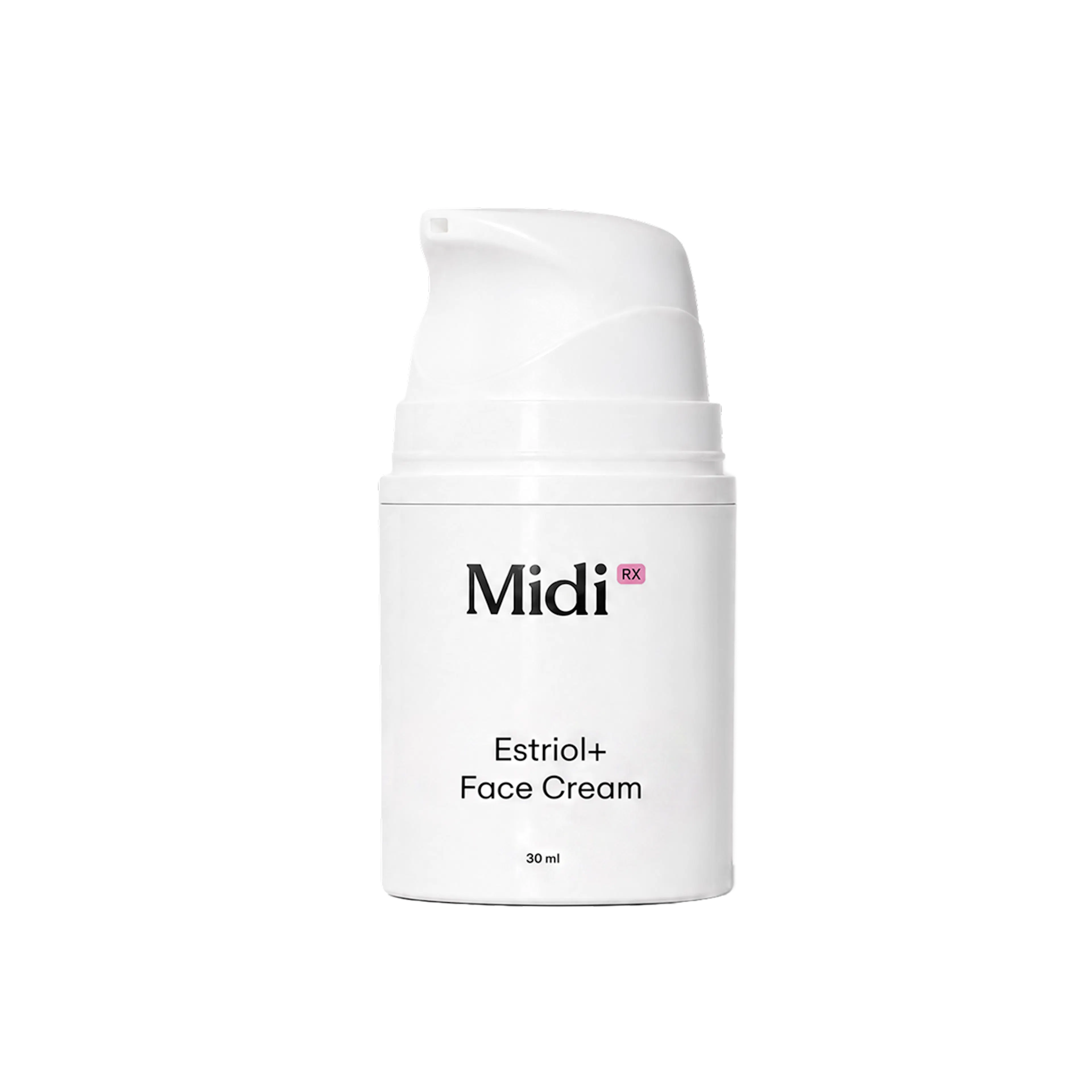 White pump container of Estriol+ Face Cream.