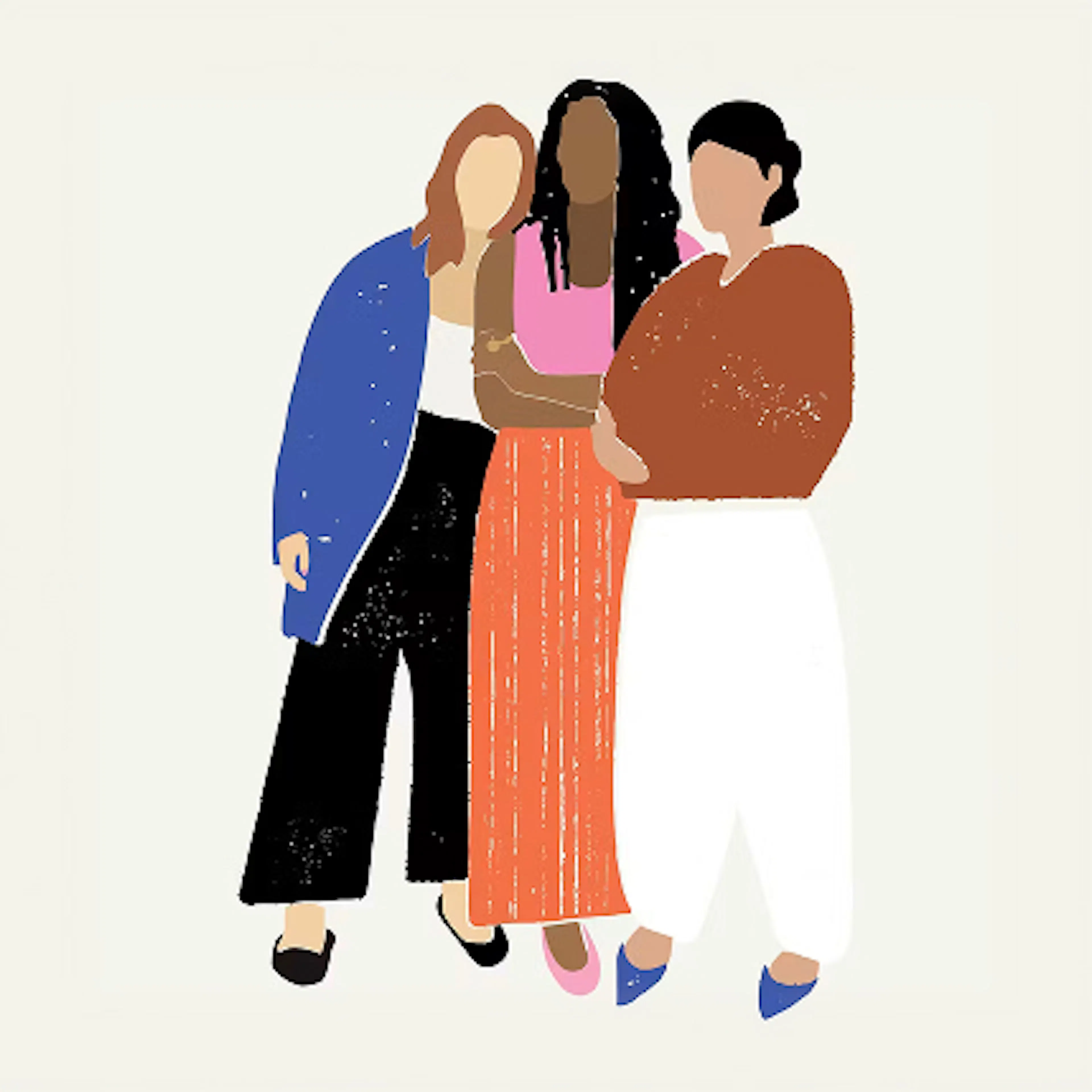 Illustration of a group of diverse women standing