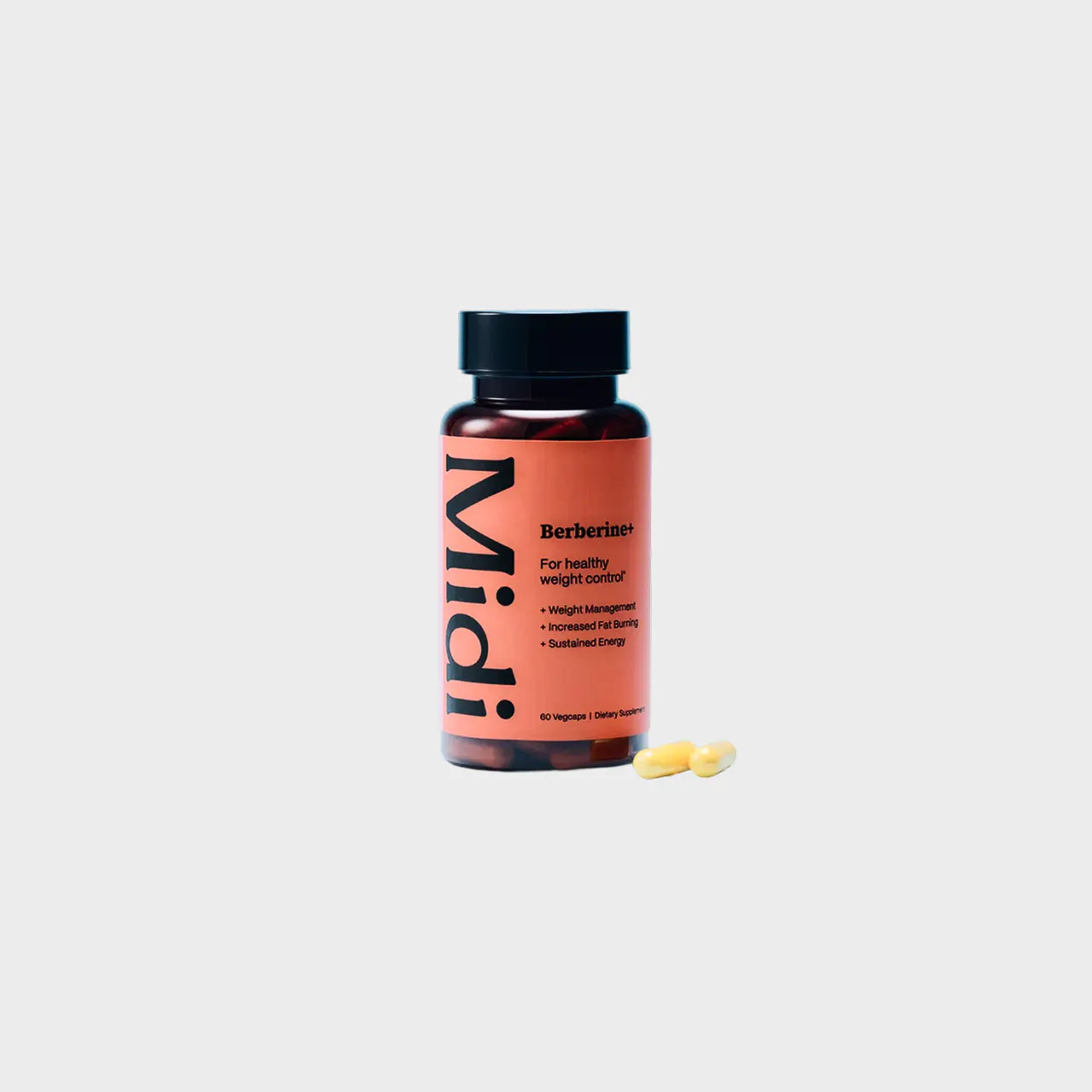 Bottle of Berberine+ supplement pills.