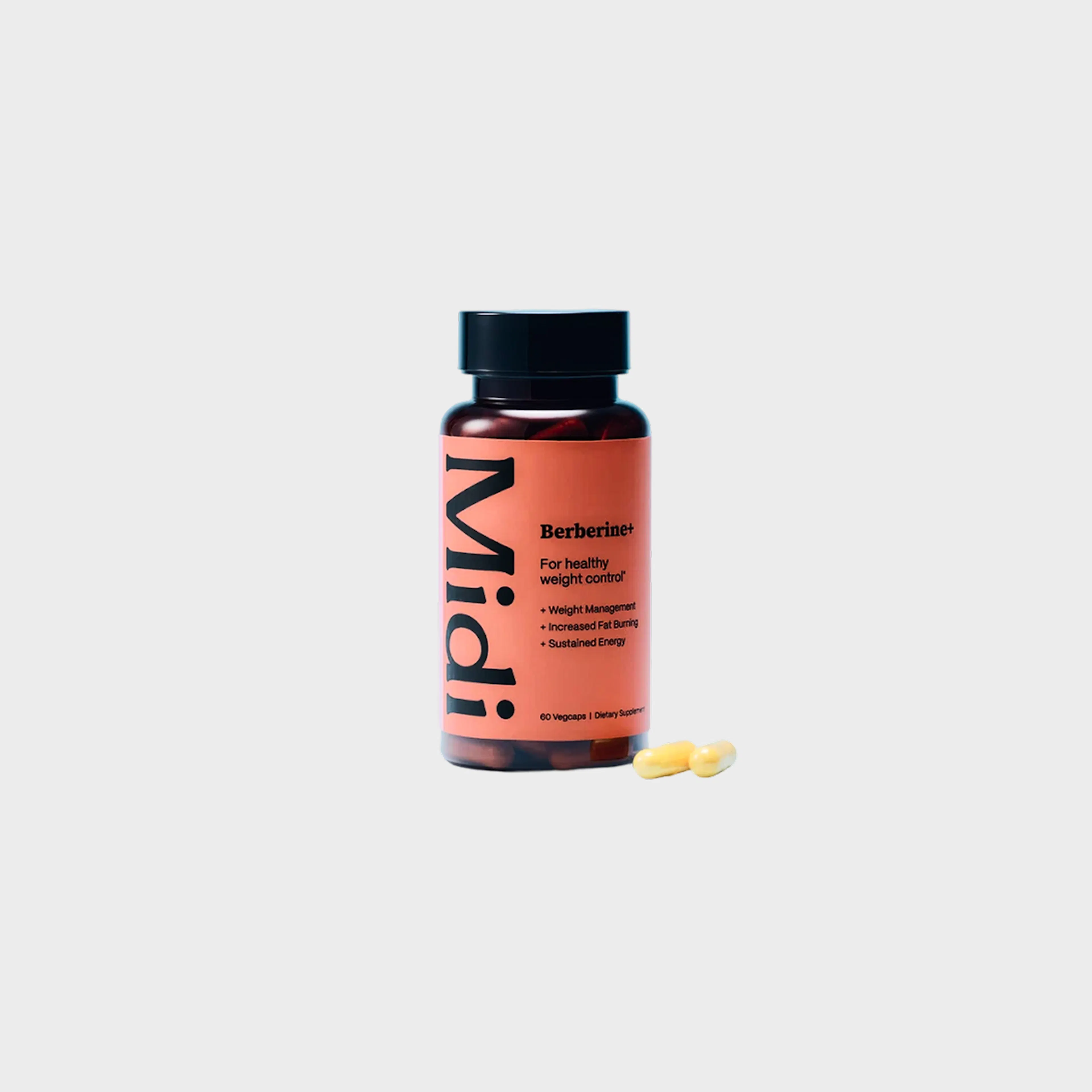 Bottle of Berberine+ supplement pills.