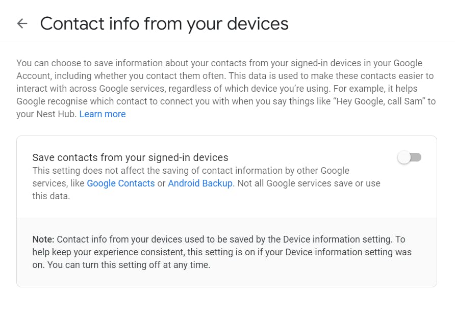 Google Privacy Settings