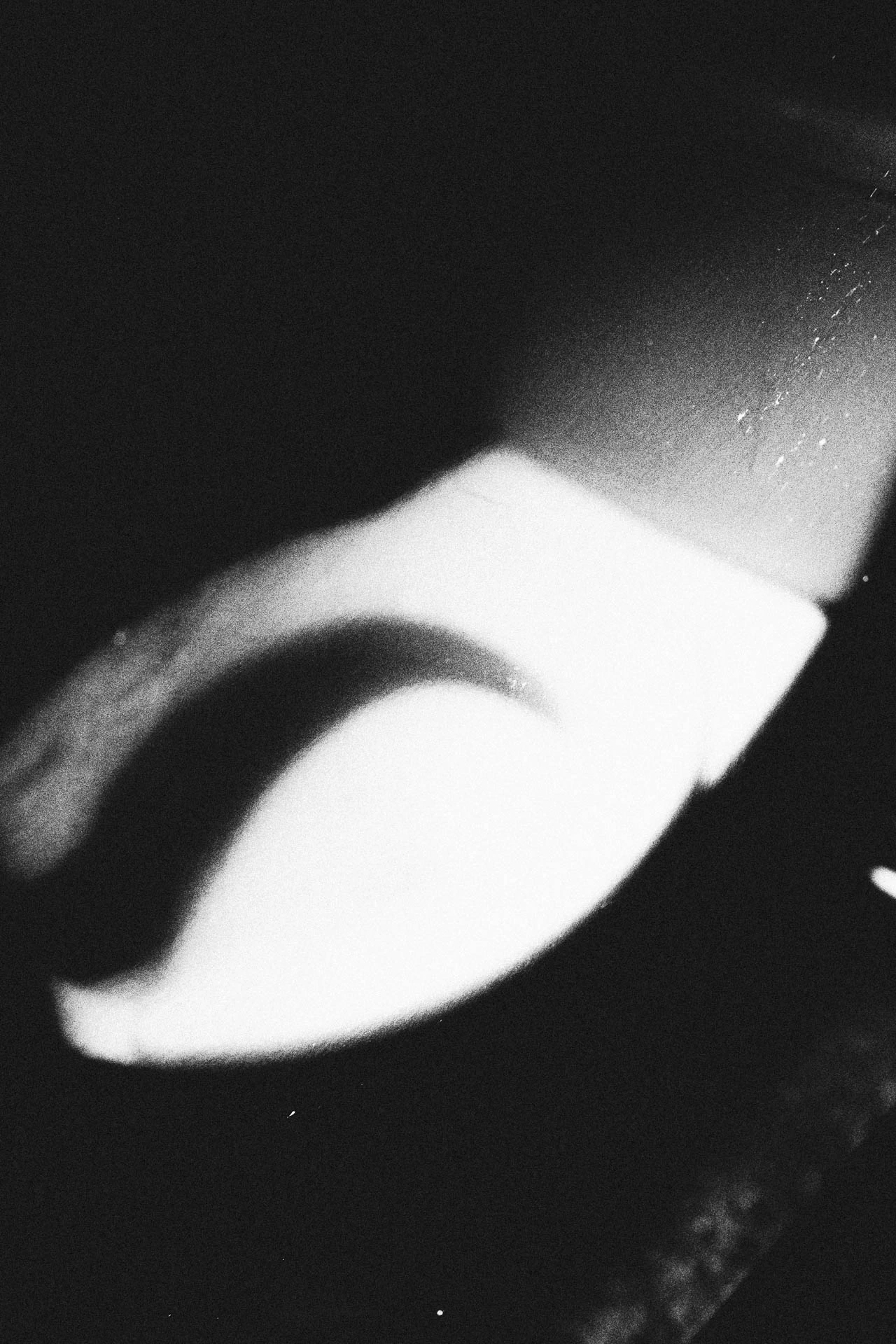 A ghostly and grainy black and white toilet. A Ghost Toilet from Jonathan Grado's Hold Down to Flush.