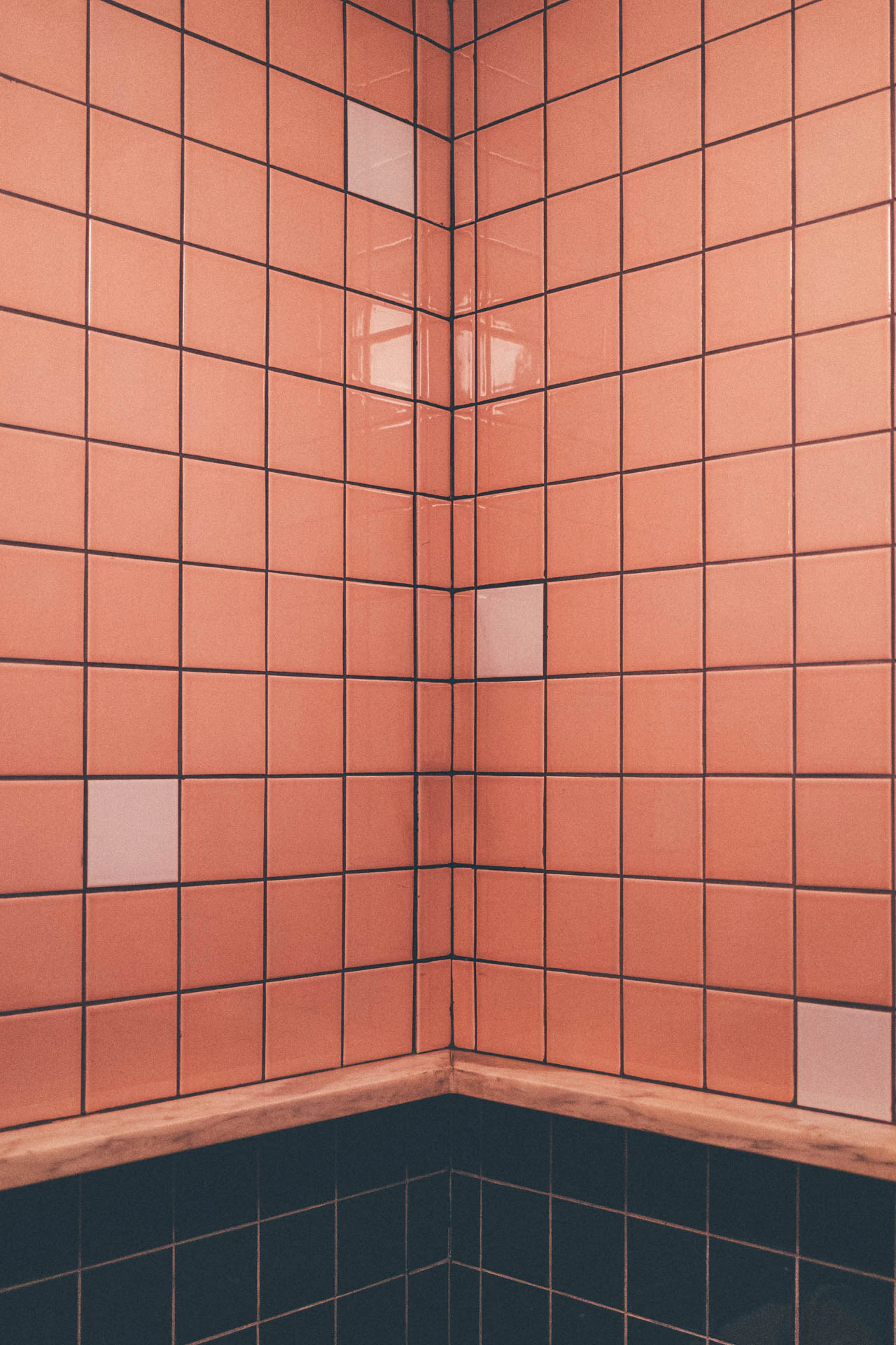 Pink tiled bathroom. Pink Tiles from Jonathan Grado's Hold Down to Flush.