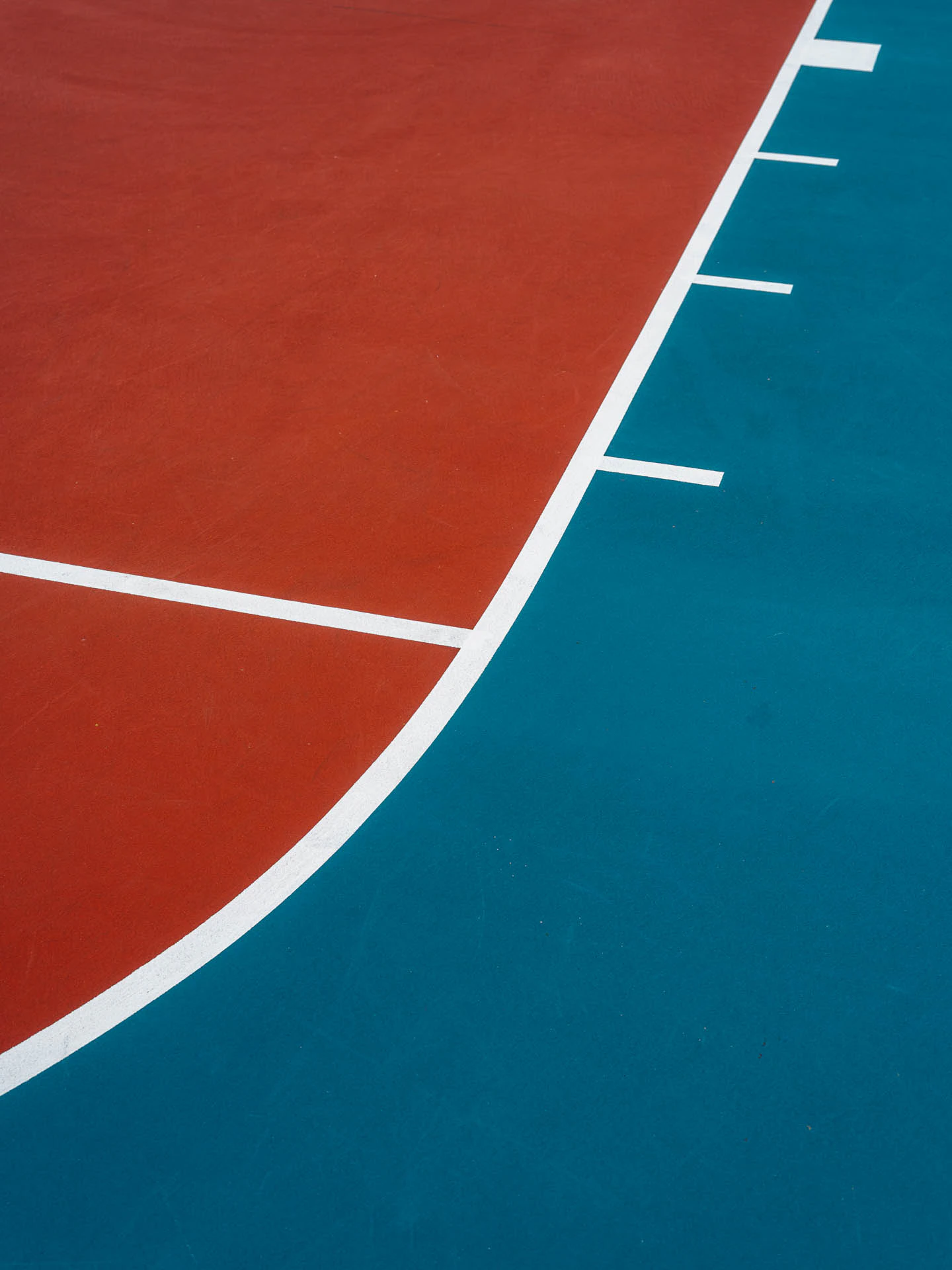 red and green basketball court as seen from above in Austin - close up