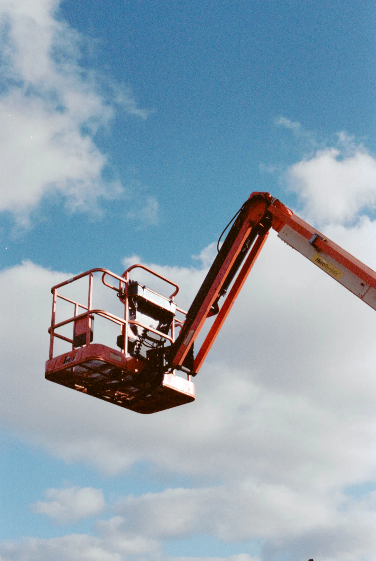 Cherry picker on crane