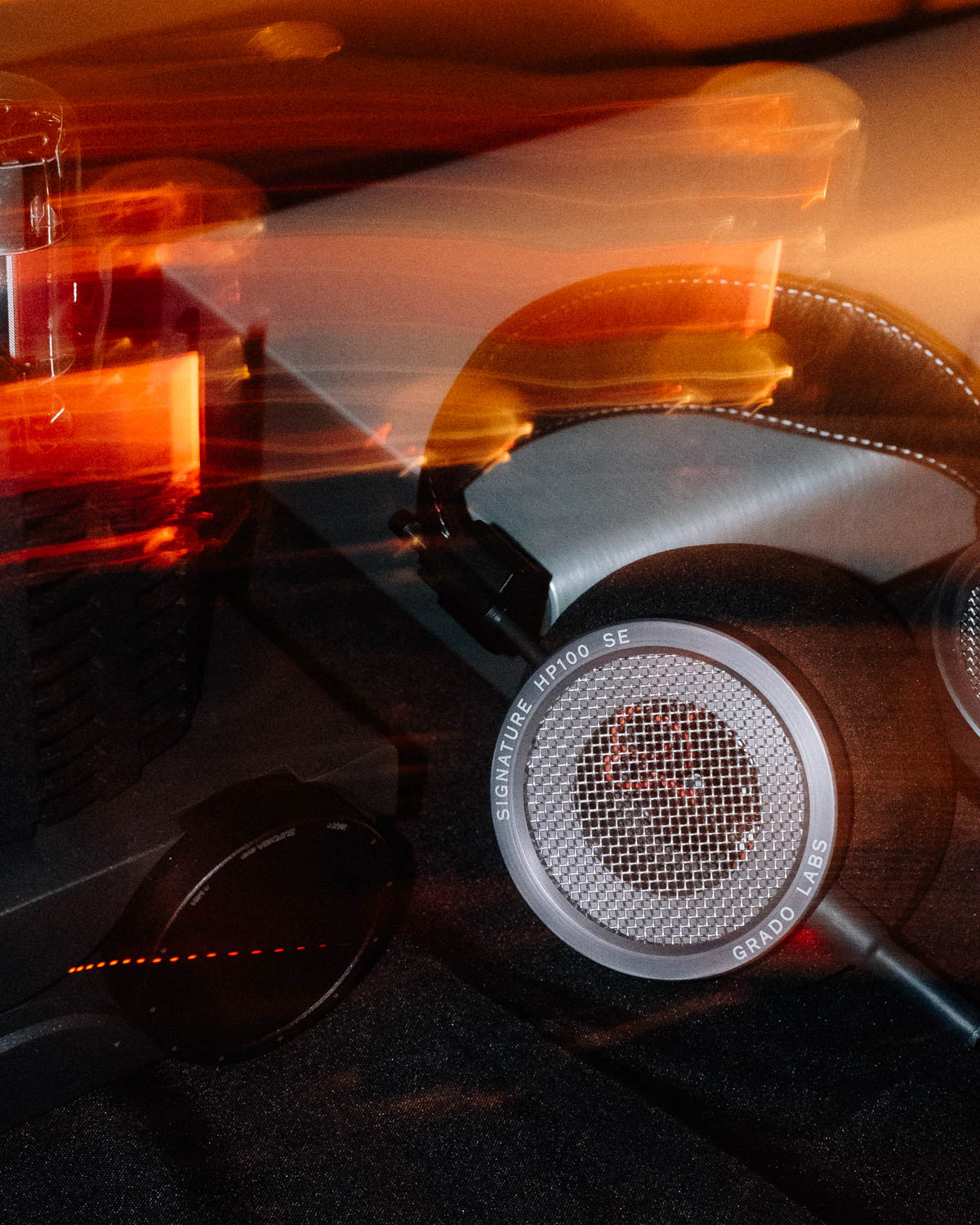 Grado Labs metal hp100 headphones with amp long exposure
