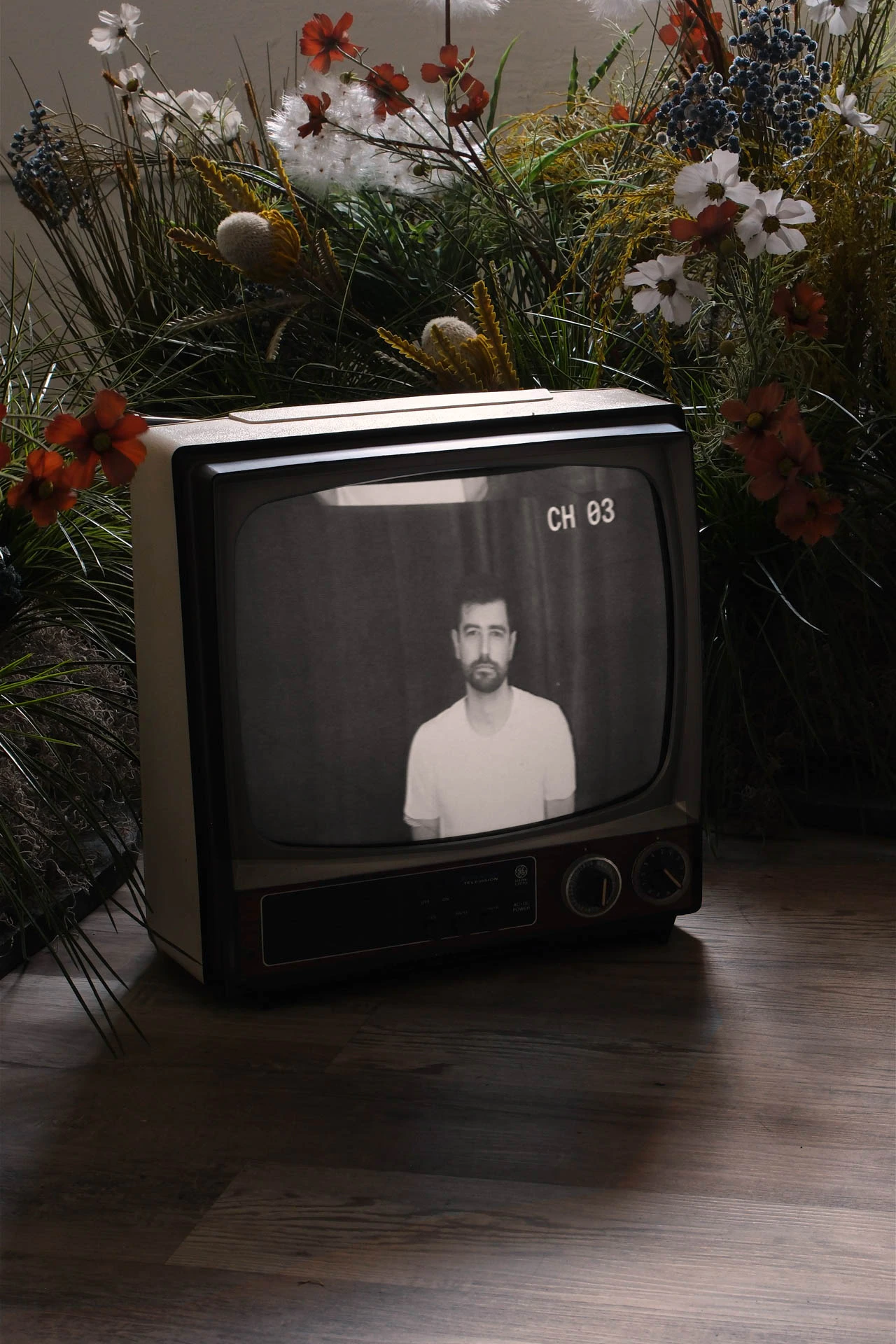 Jonathan Grado self-portrait on CRT TV