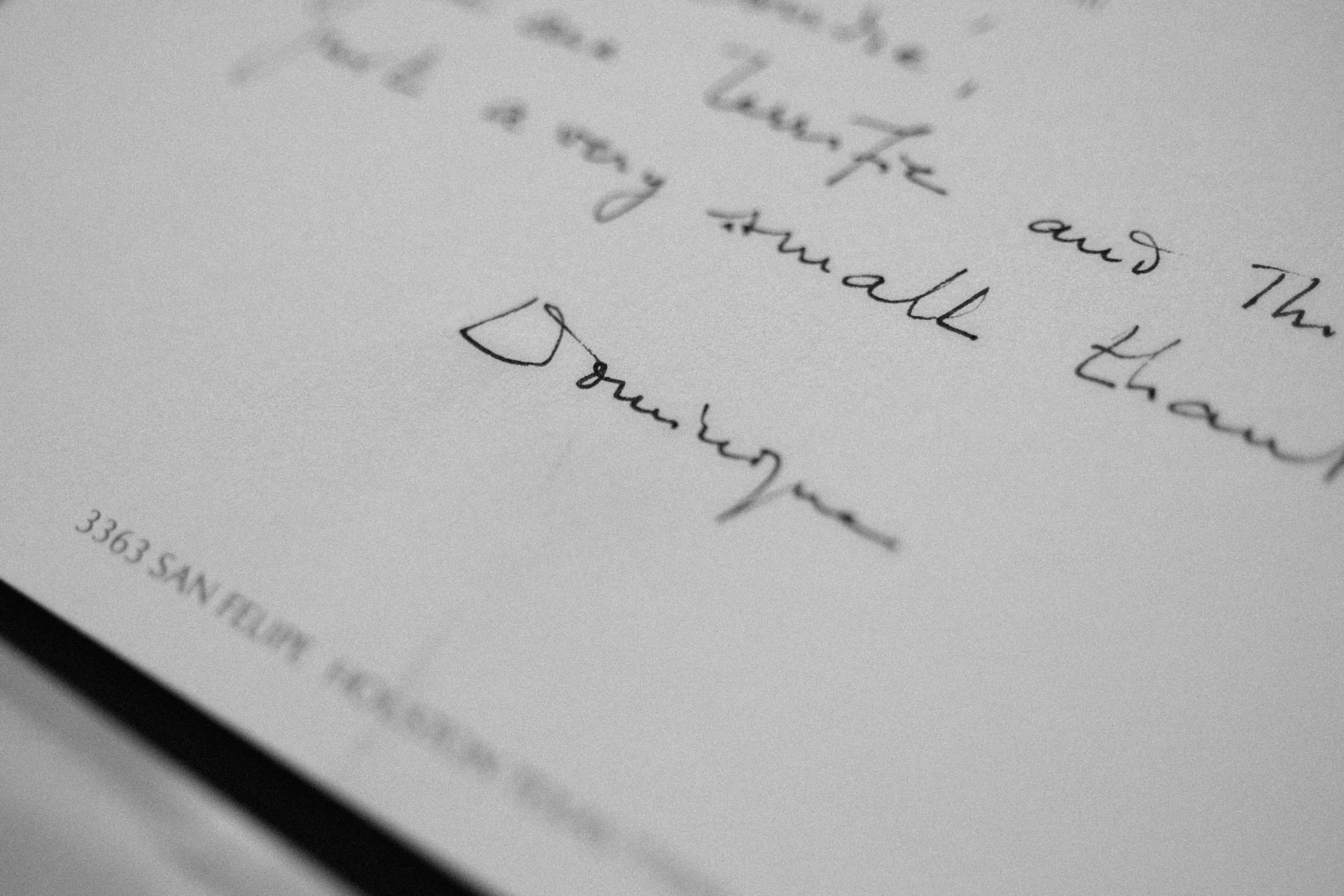 Dominique de Menil's Autograph in Rene Magritte's Book