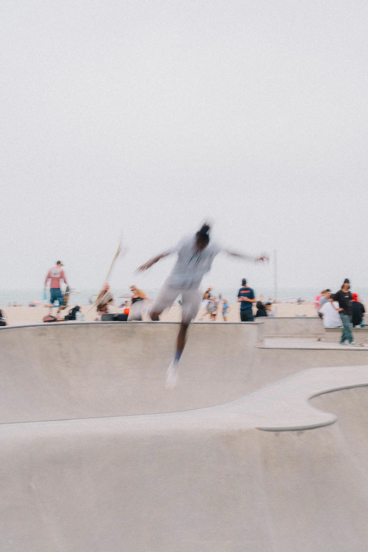 Skateboarder Falling at the Venice Beach Skate Park