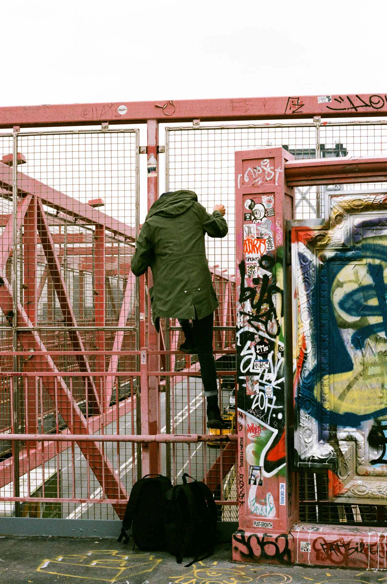 Climbing the Williamsburg Bridge on film