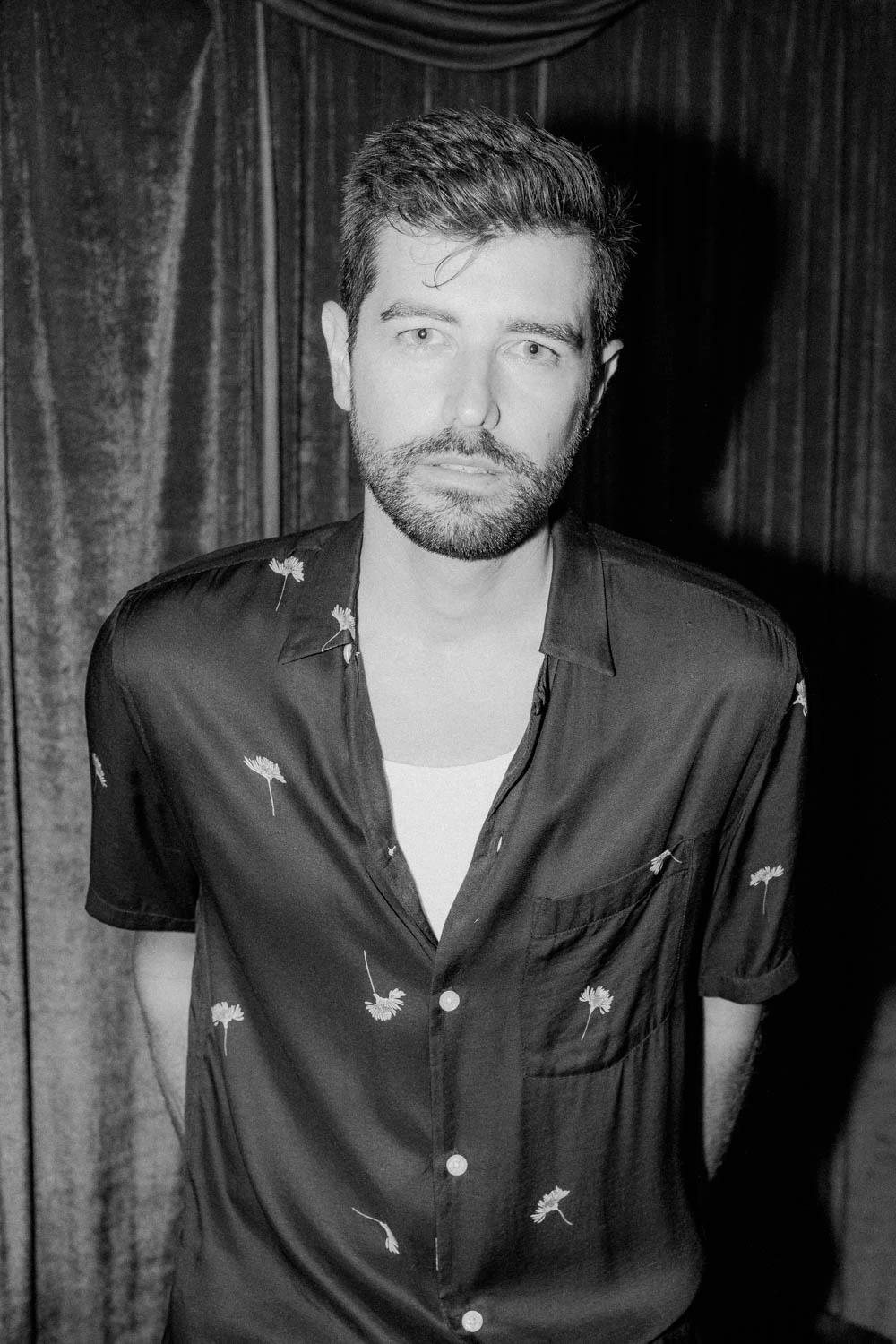 Jonathan Grado on velvet in black and white