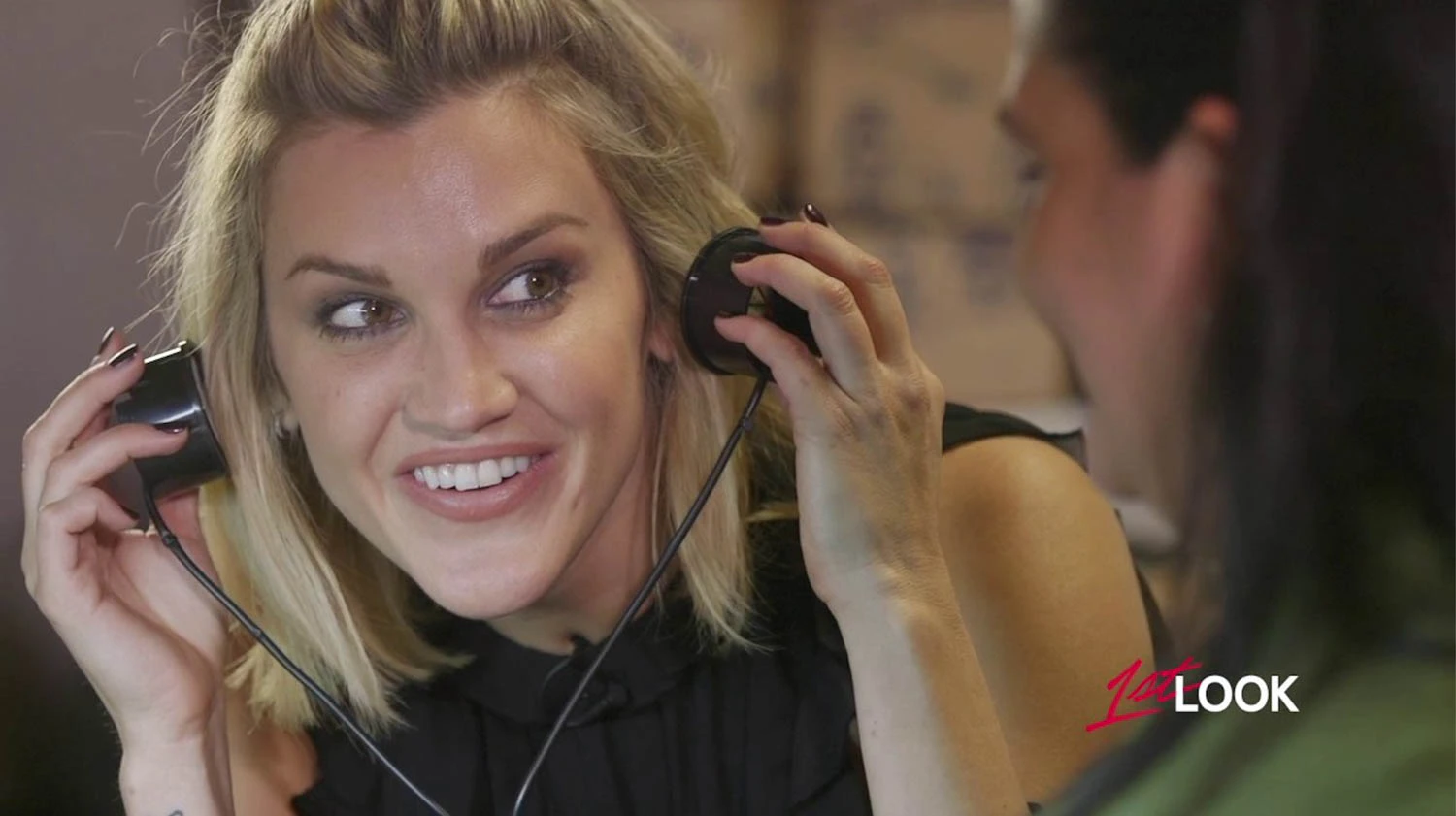 Ashley Roberts Listening to Grado Headphones for NBC