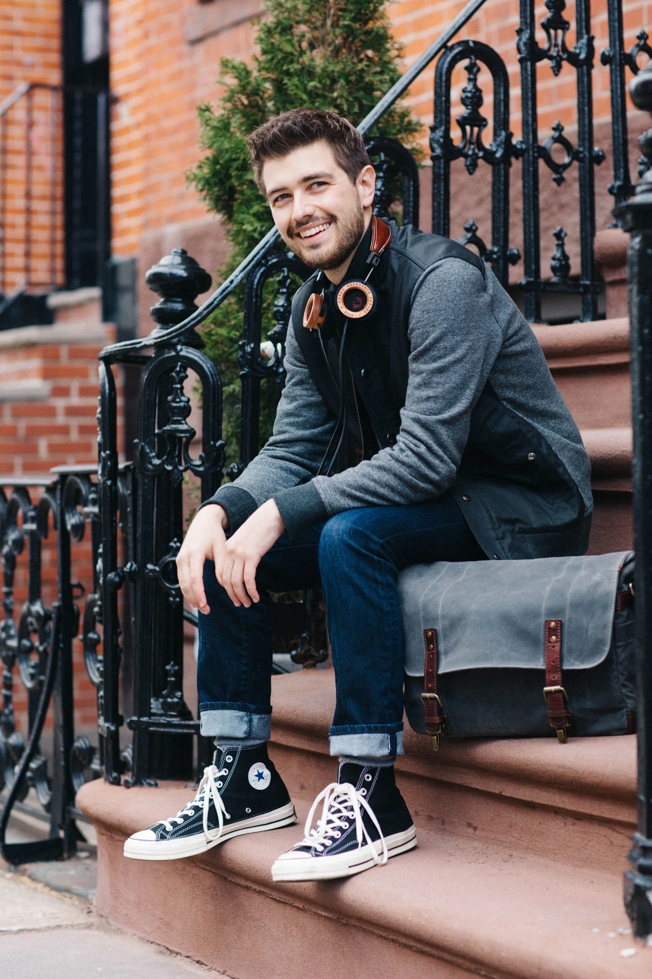ONA Bags with Jonathan Grado on a Brooklyn stoop
