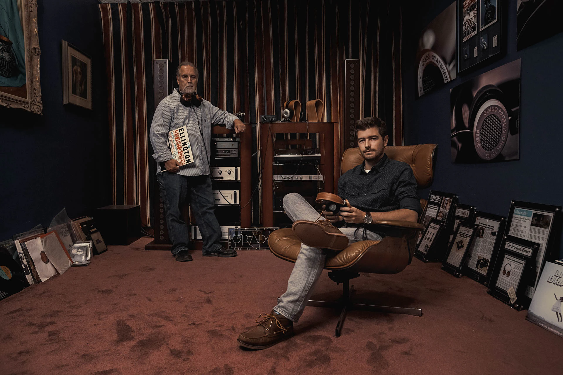 John and Jonathan Grado in The Listening Room at Grado Labs for Fast Company