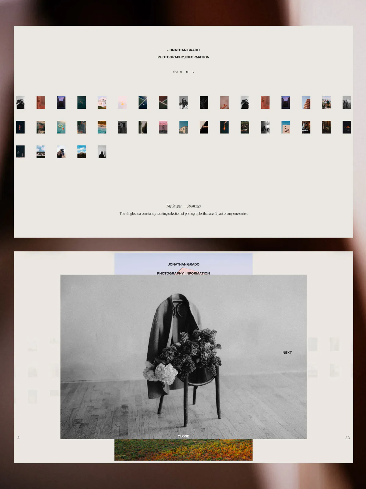 a look at the new webgl gallery view layout on Jonathan Grado's website