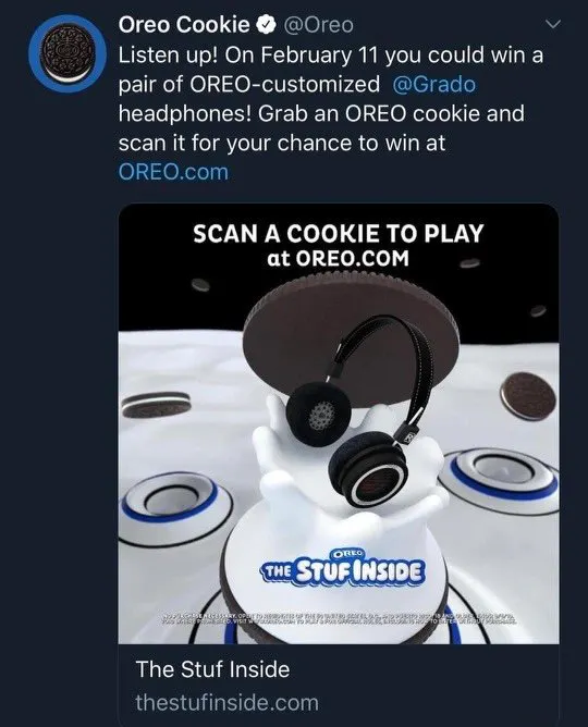 tweet about limited headphones by OREO