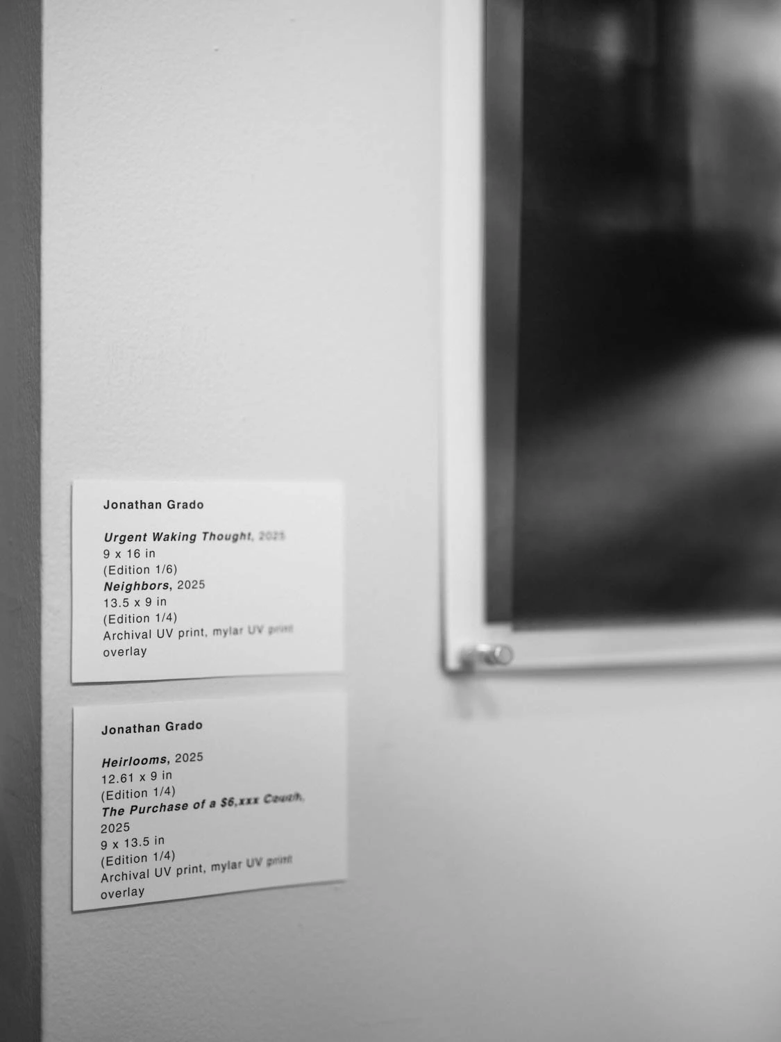 The gallery cards for Jonathan Grado's Dirty Static at l'appartement 49C gallery
