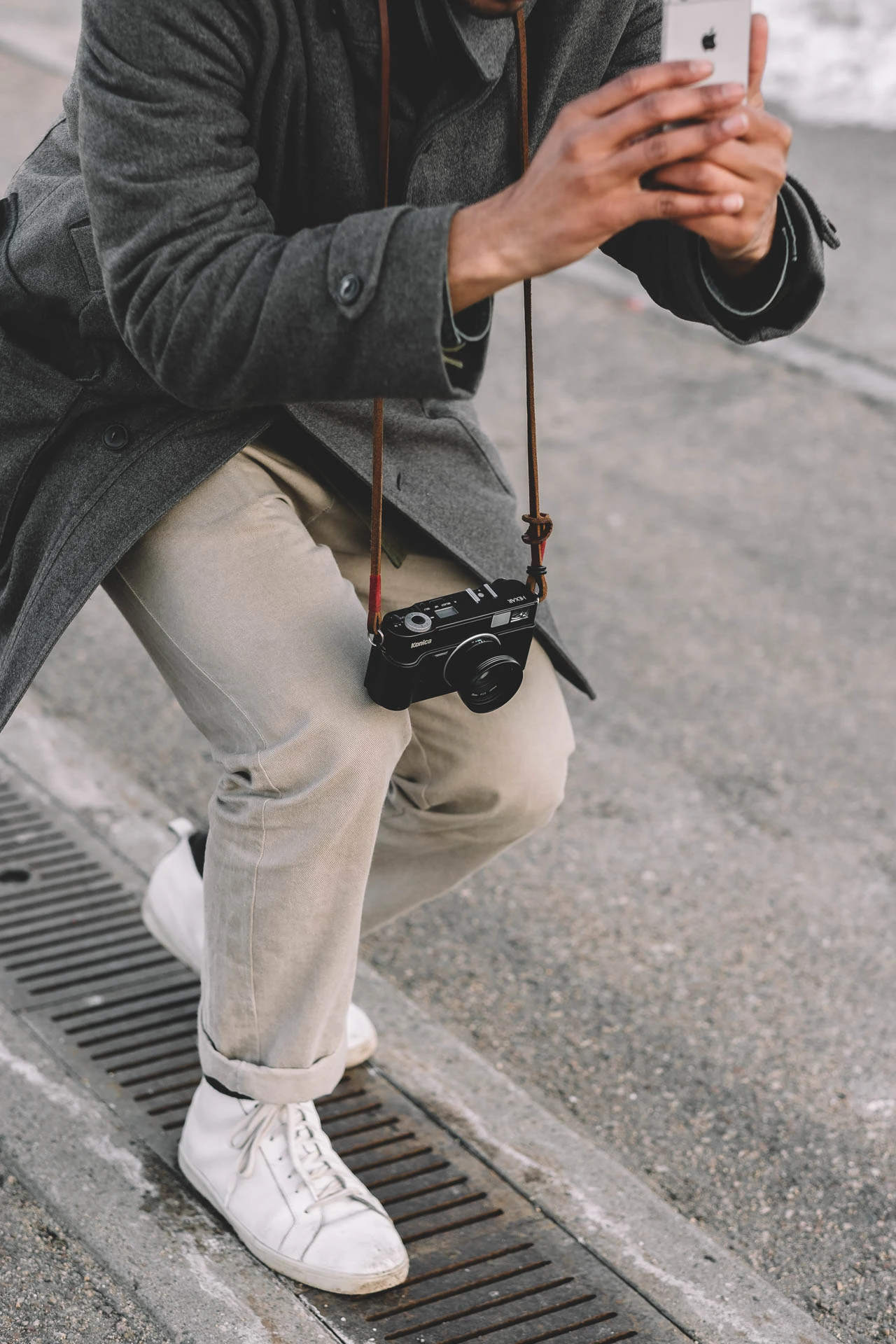 Marcus Lloyd at Stone Arch with Konica camera in Minneapolis