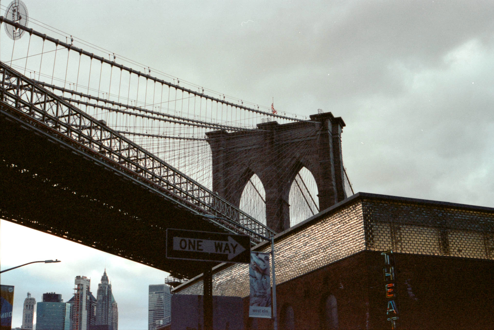 Brooklyn bridge from dumbo on film
