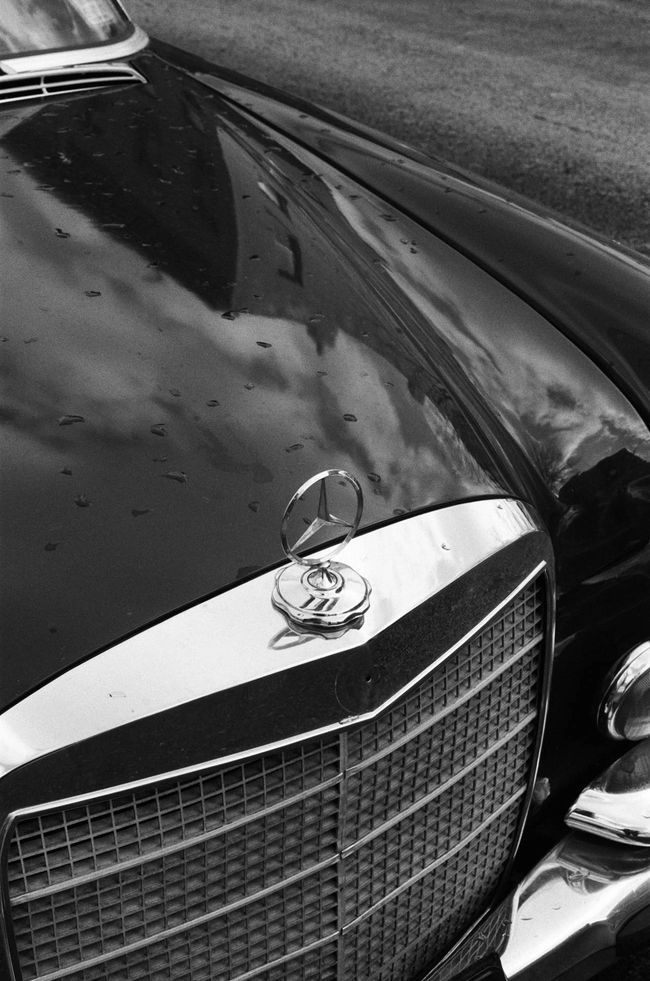 old Mercedes car on film