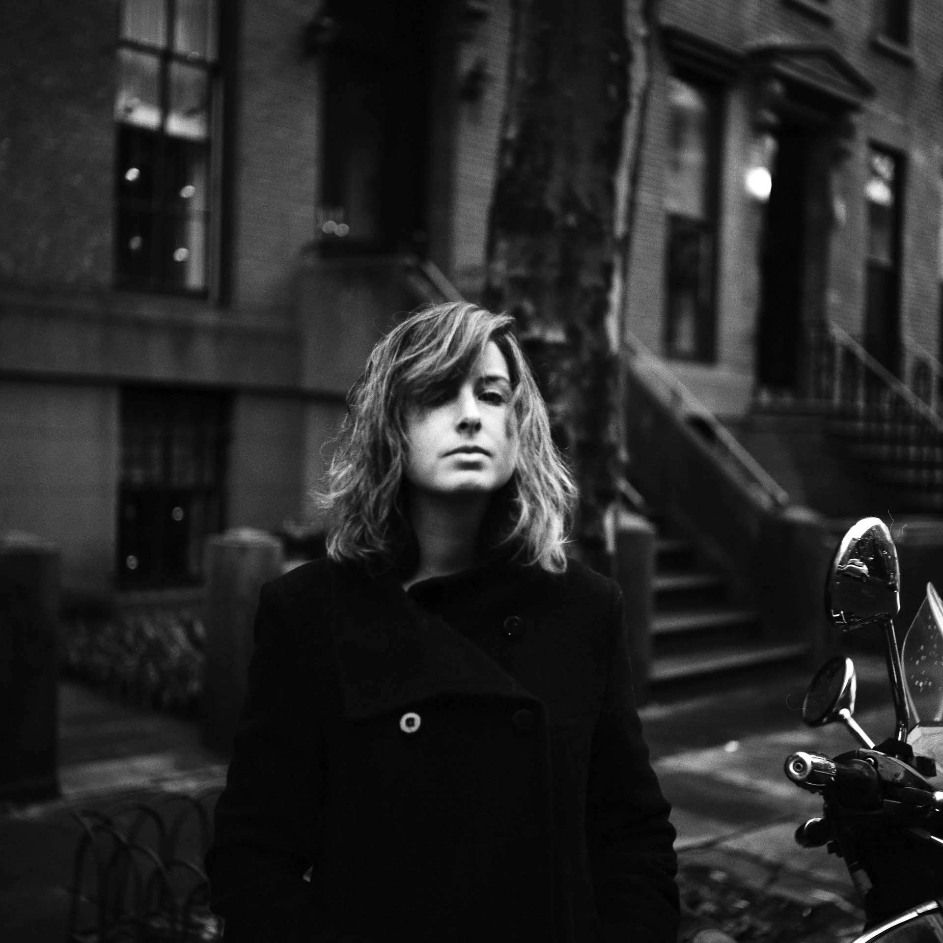 tia Meyers portrait on film in black and white