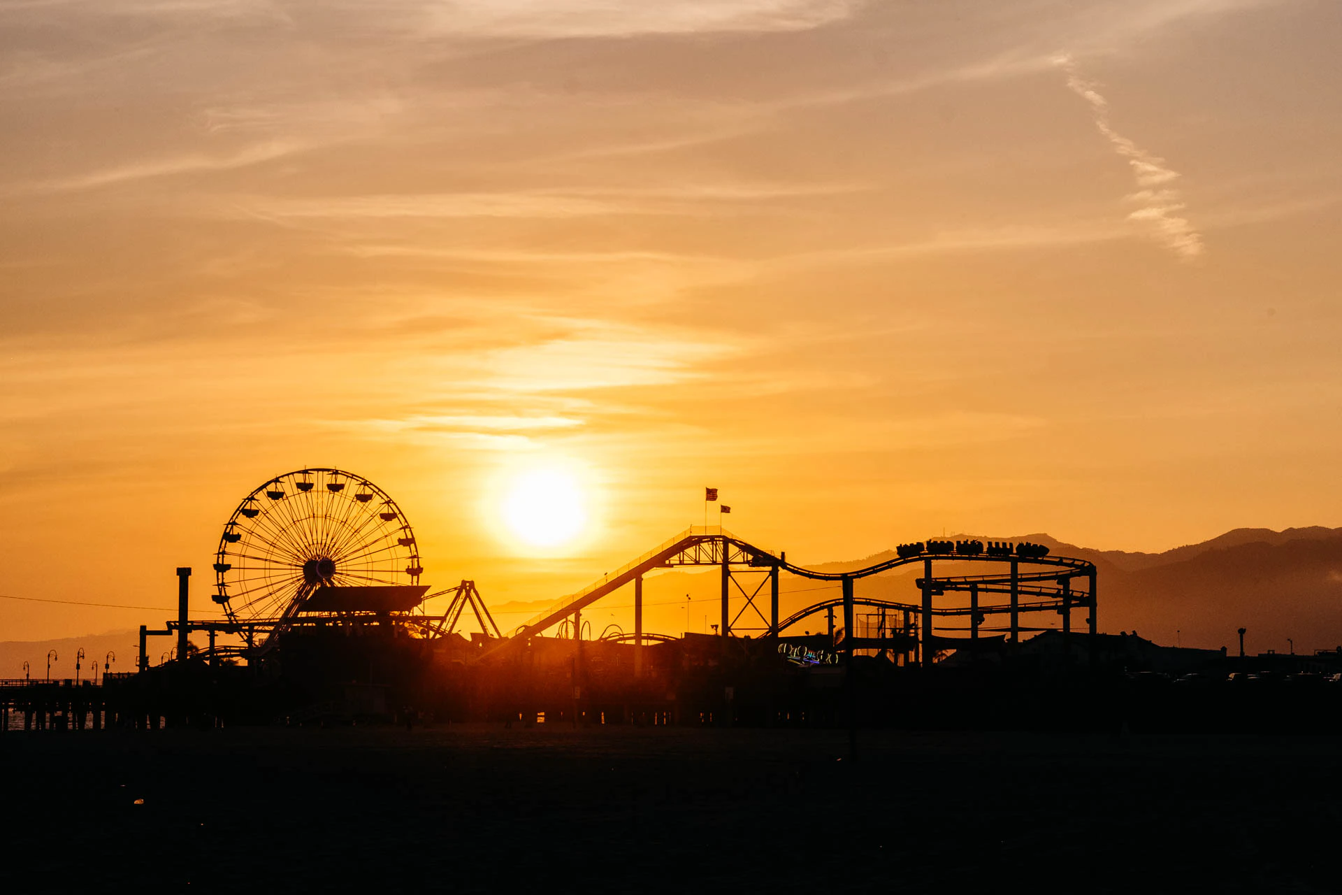 Santa Monica pier at sunset