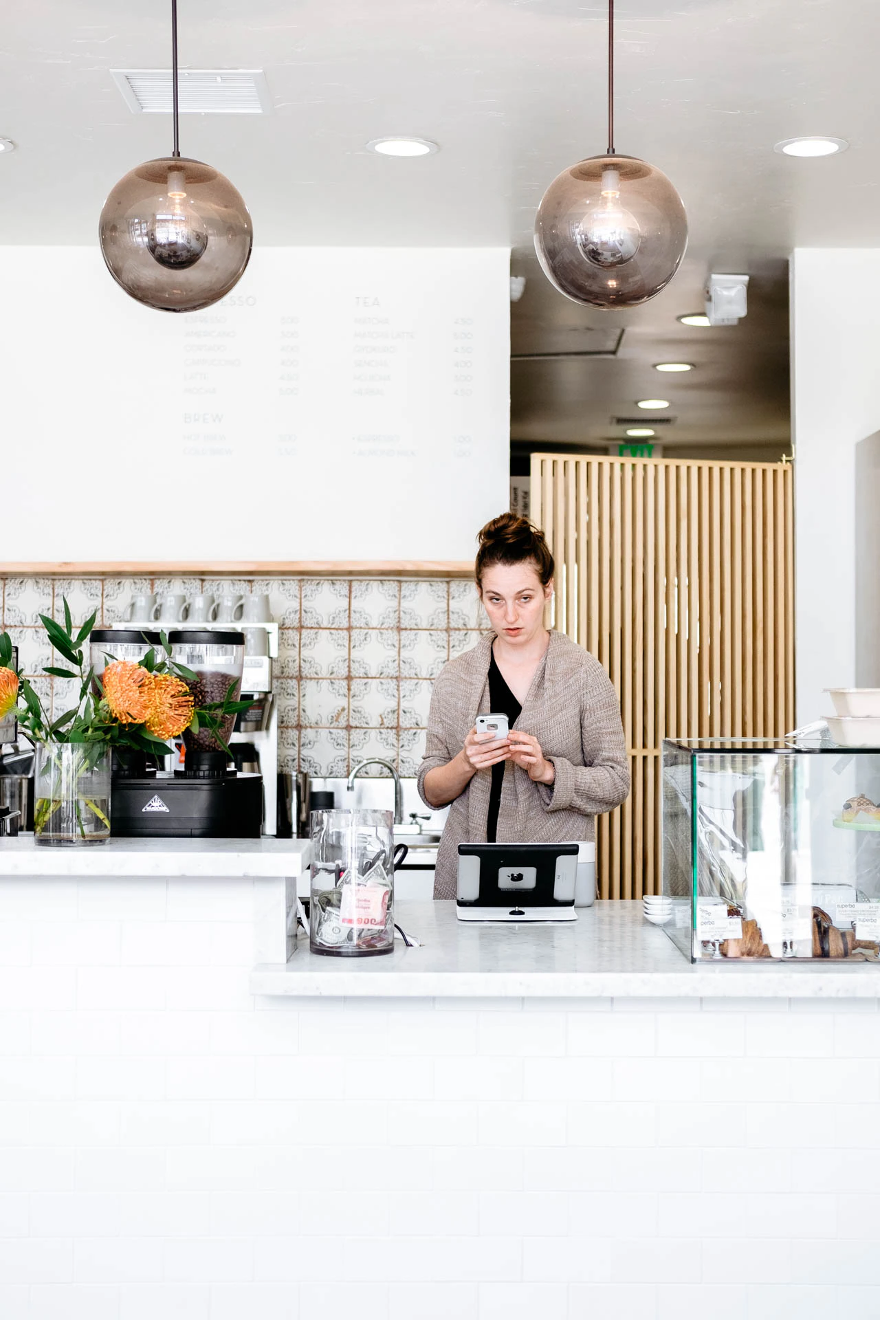 Woman at Los Angeles coffee shop