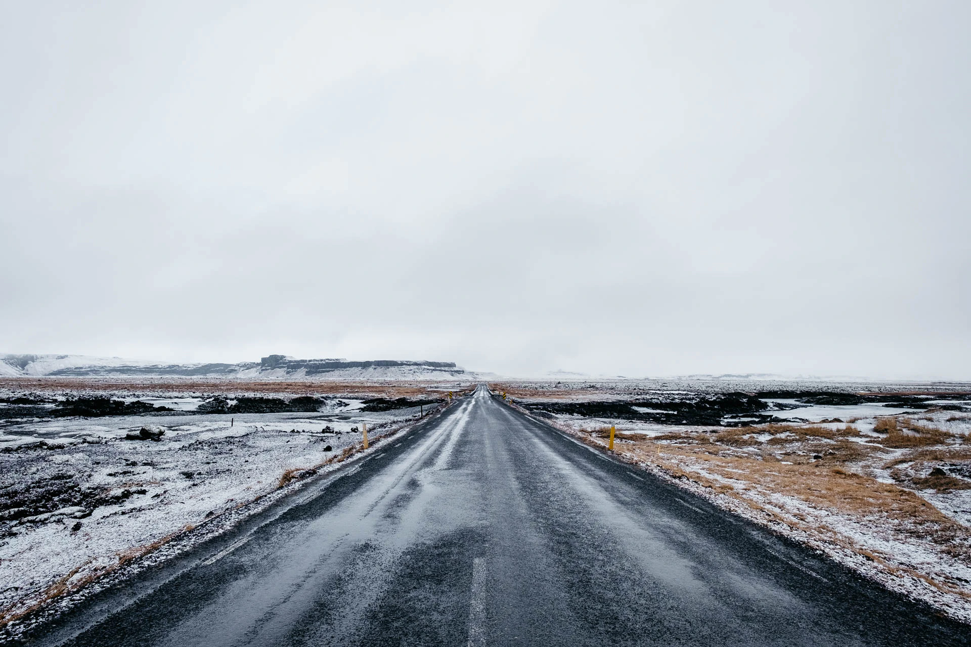 snowy road in iceland