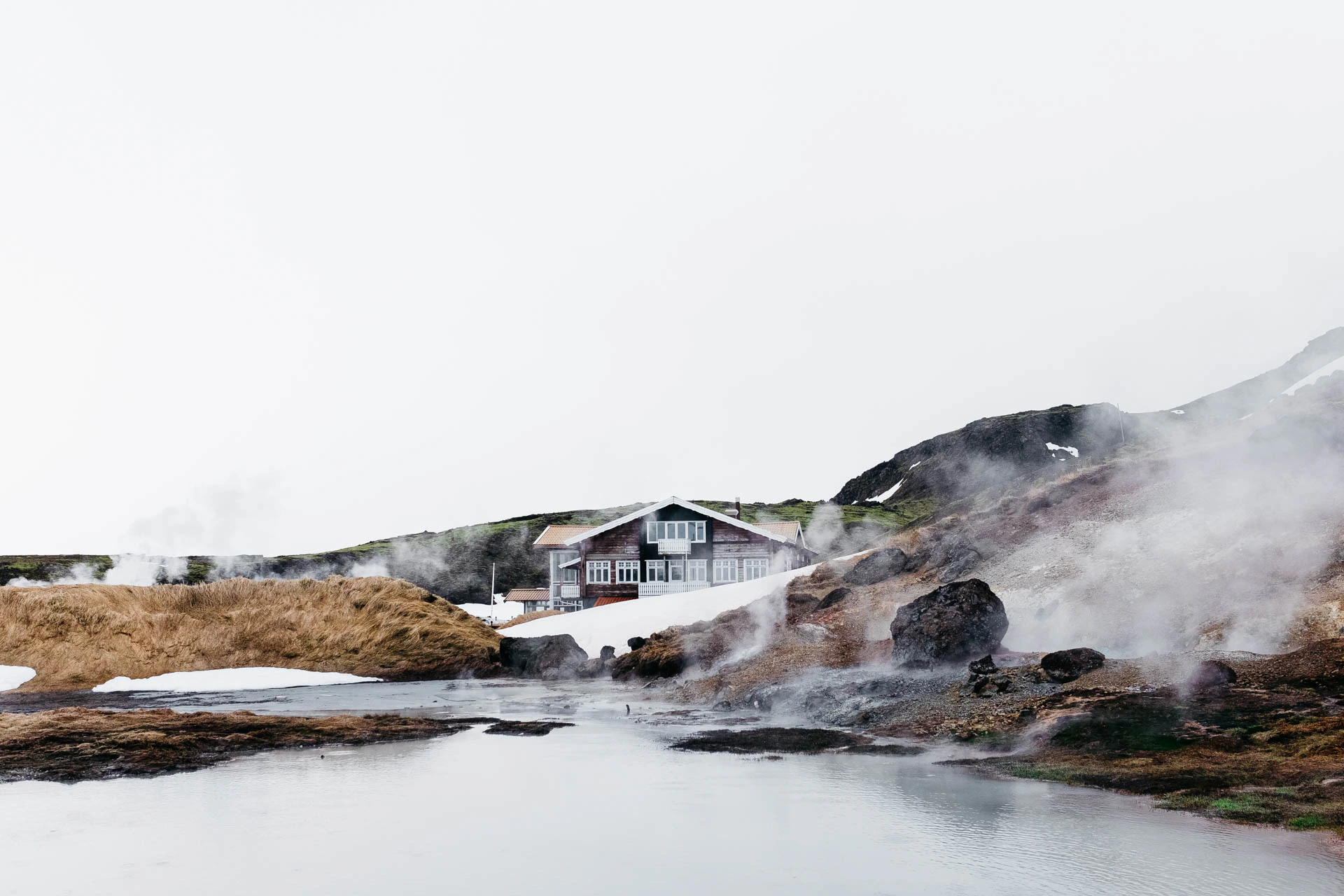 house near hot springs in iceland