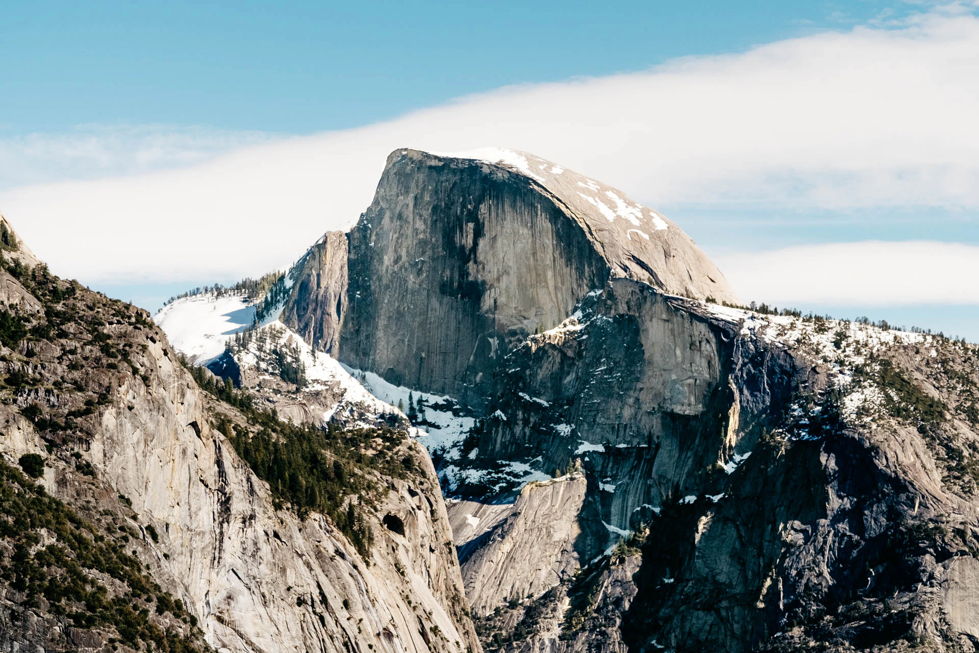 Yosemite half dome snowy