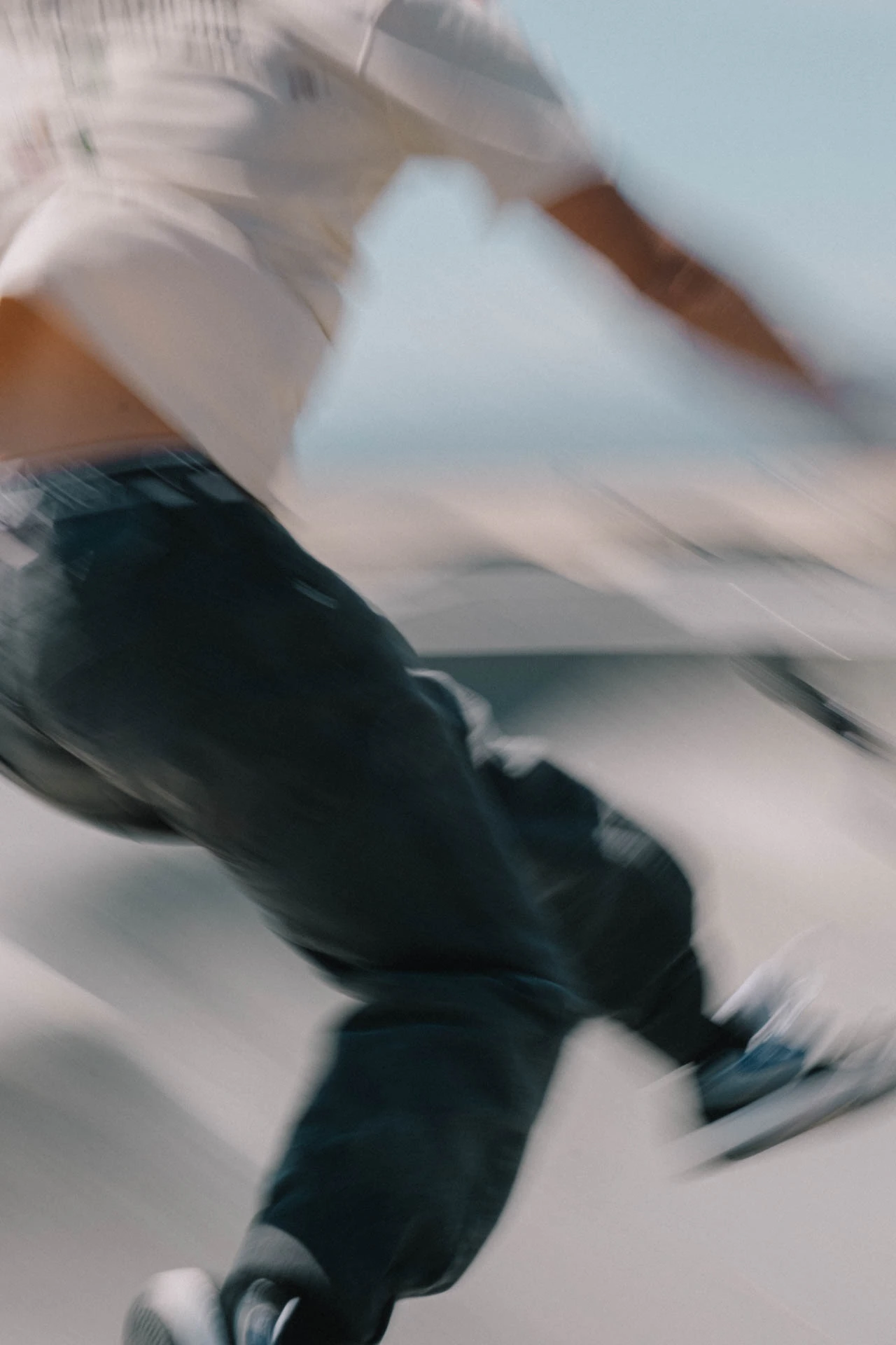 falling skateboarder in motion at venice beach