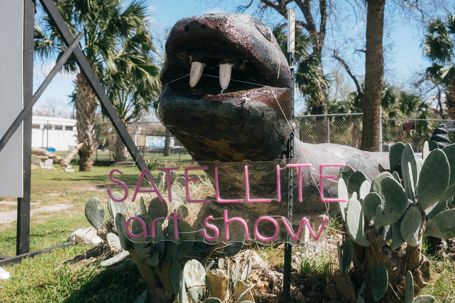 the entrance to satellite art show sxsw