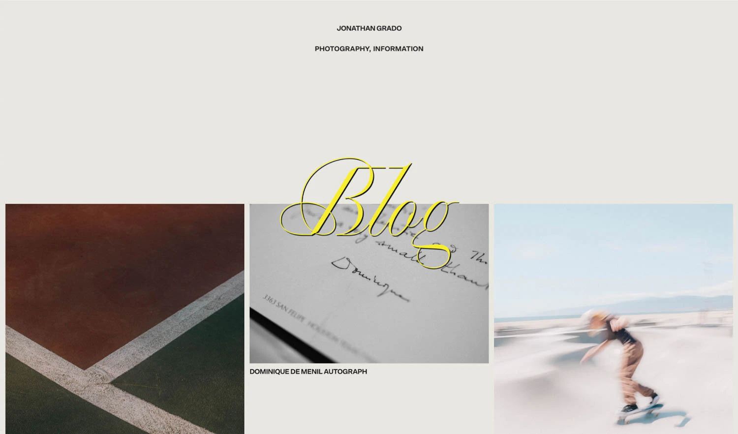 Blog page on Jonathan Grado's Website