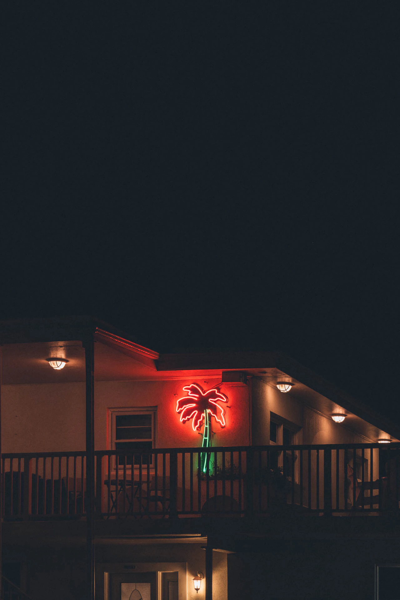 neon palm tree sign on motel in Long Beach island, New Jersey