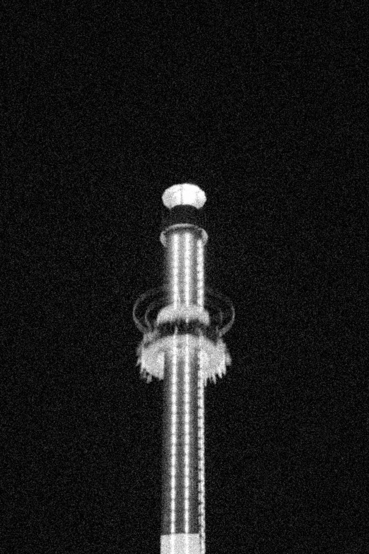 the lighthouse drop zone ride in black and white