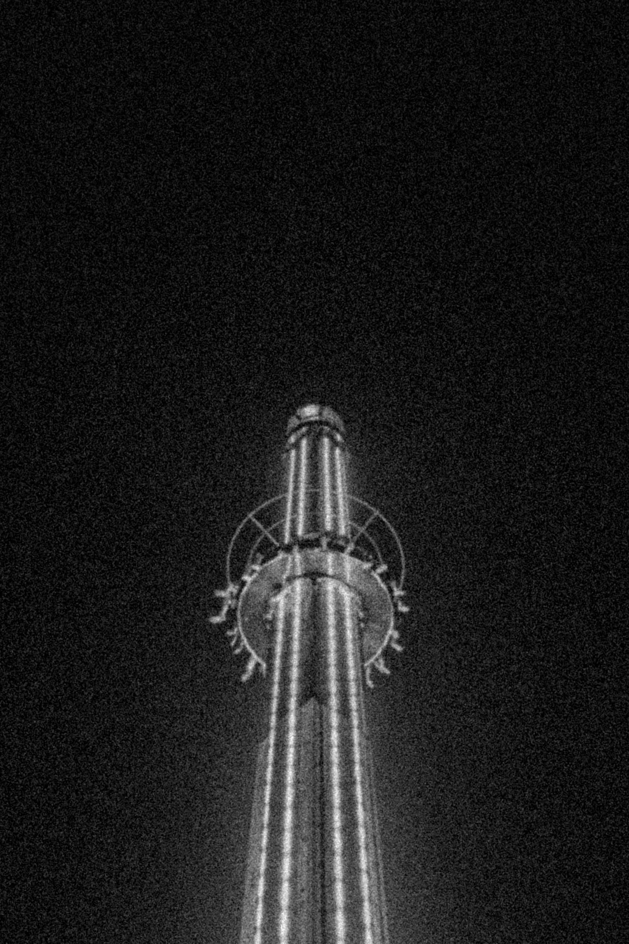 the lighthouse drop zone ride in black and white
