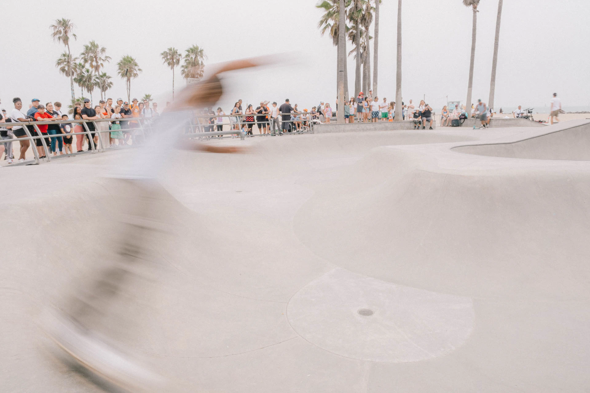 skateboarder in motion at Venice beach